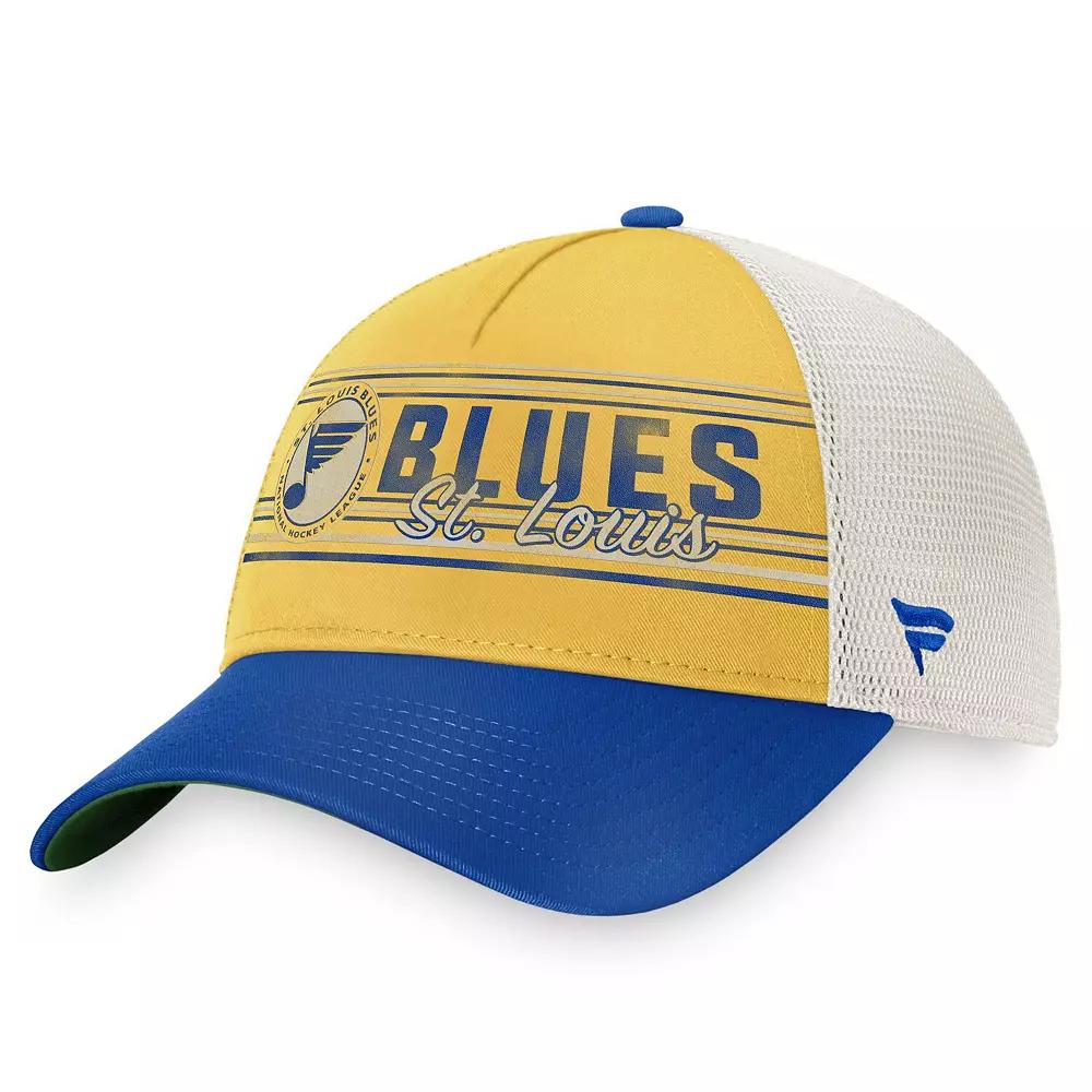 Men's Fanatics Branded Gold/Royal St. Louis Blues True Classic Retro Trucker Snapback Hat Product Image