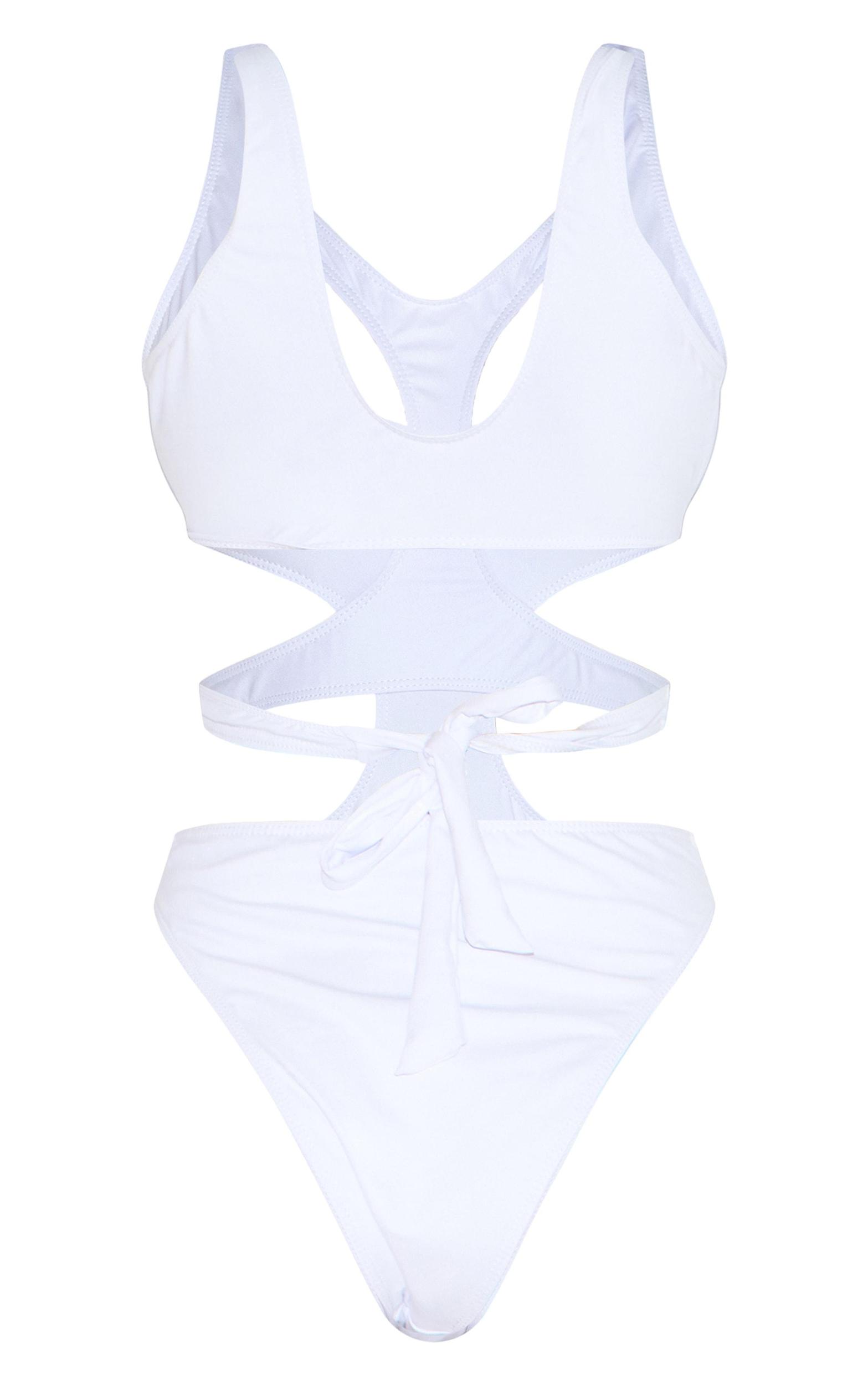 White Double Layer Cut Out Swimsuit Product Image