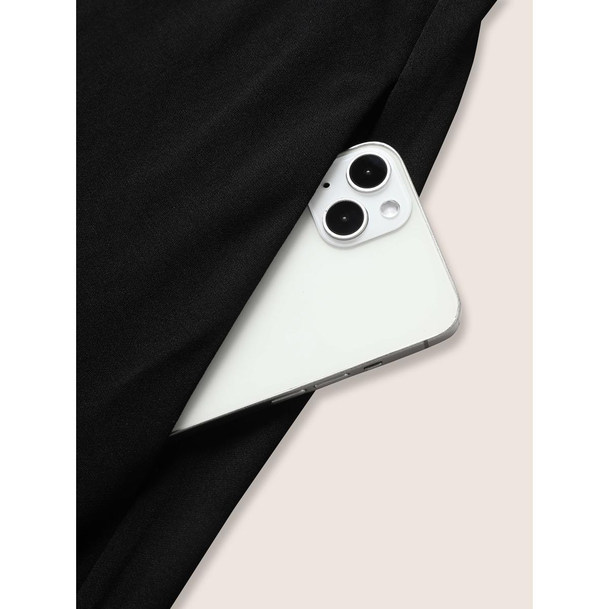 Plus Size Cold Shoulder Flutter Sleeve Midi Dress Black Women At the Office Gathered Round Neck Short sleeve Curvy BloomChic 30/6X Product Image