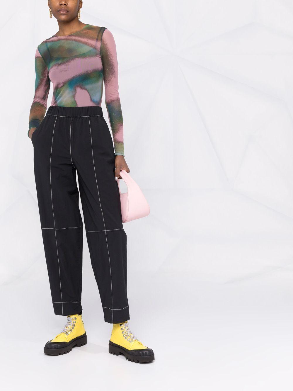 contrast-stitching straight trousers Product Image