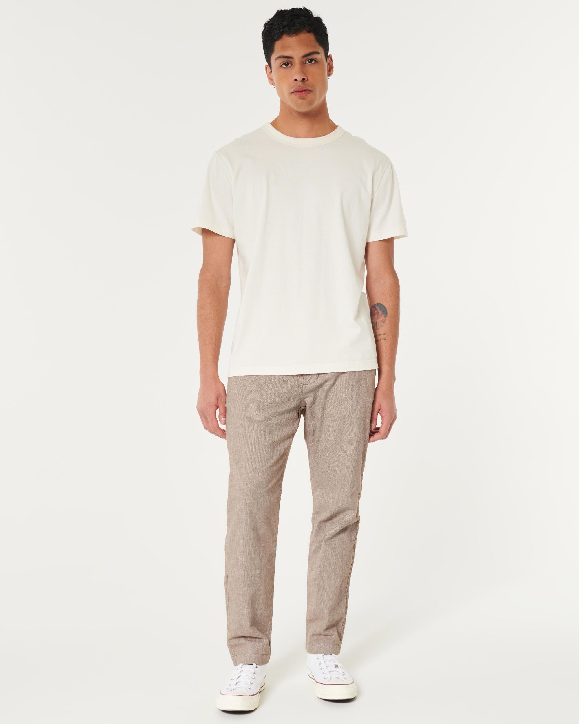 Slim Straight Stretch Linen-Blend Pants Product Image