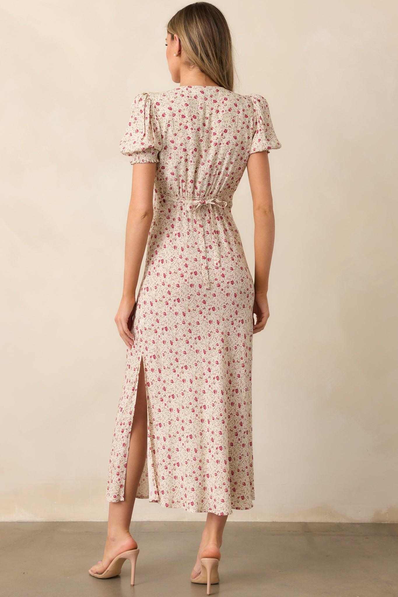 Where We Belong Dusty Pink Floral Short Sleeve Maxi Dress Product Image