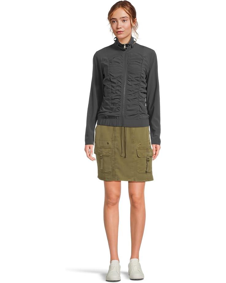 Stretch Poplin Double Shirred Panel Skirt Product Image