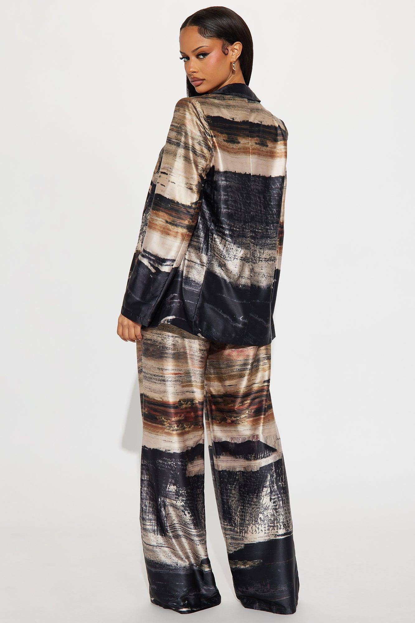 Power Strokes Blazer Pant Set - Black/combo Female Product Image