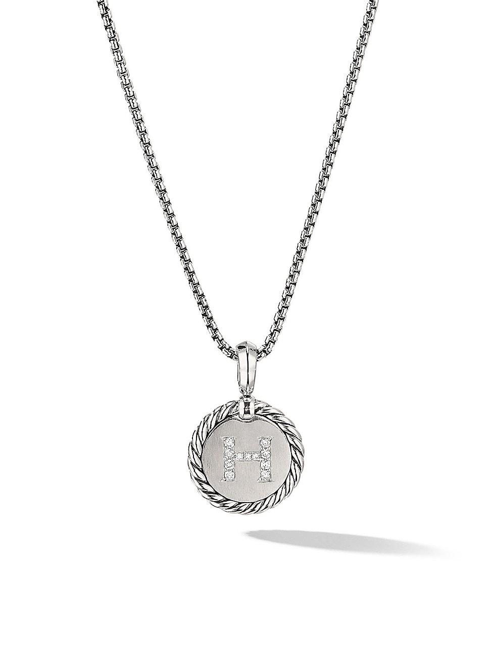 Womens Initial Charm Necklace in Sterling Silver Product Image