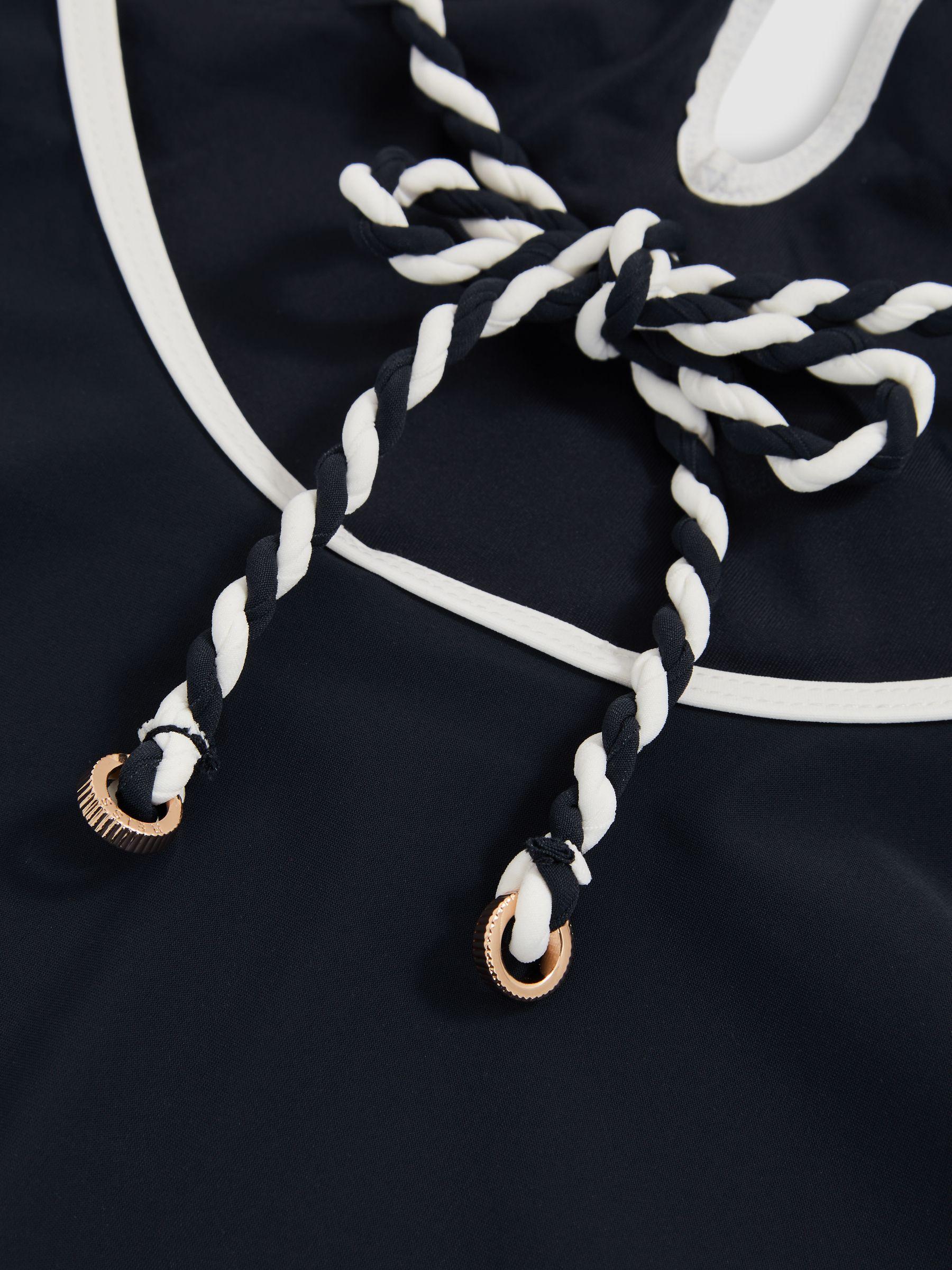 Contrast-Trim Plunge-Neck Swimsuit in Navy/White Product Image