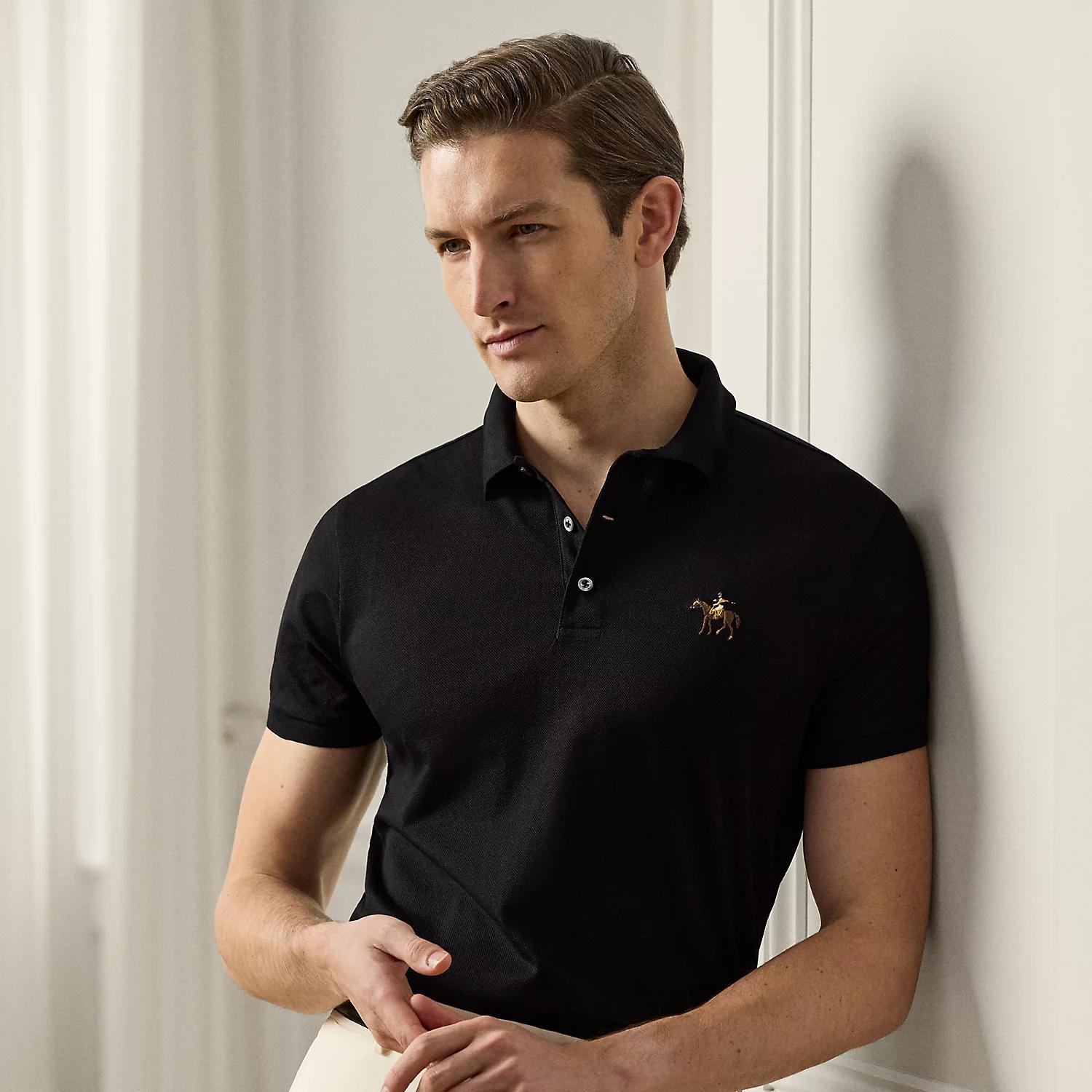 POLO RALPH LAUREN Embroidered-logo Polo Shirt In Black Product Image