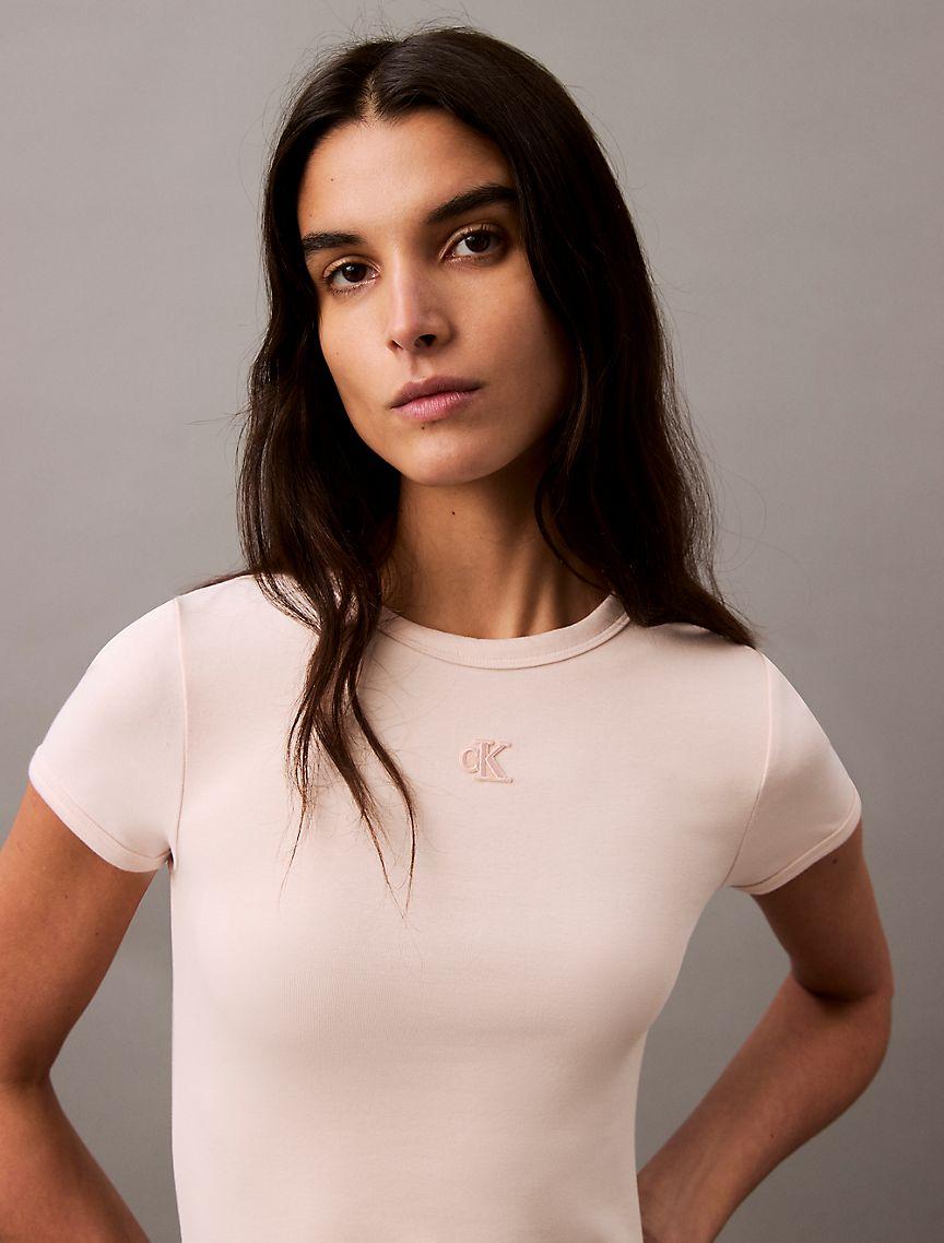 Cotton Contour Rib Monogram Logo Mini Dress Product Image