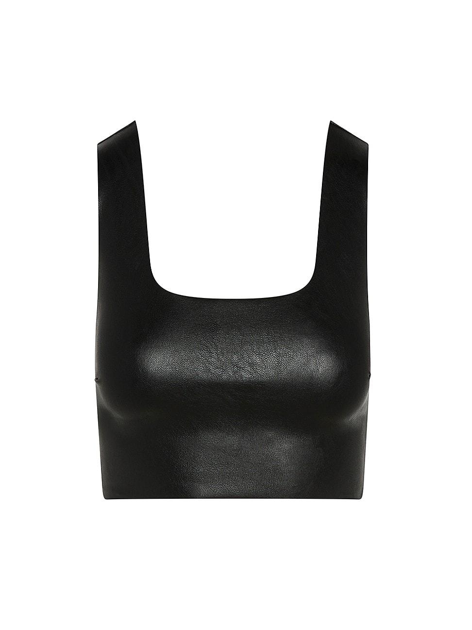 Womens Squareneck Faux Leather Crop Top Product Image