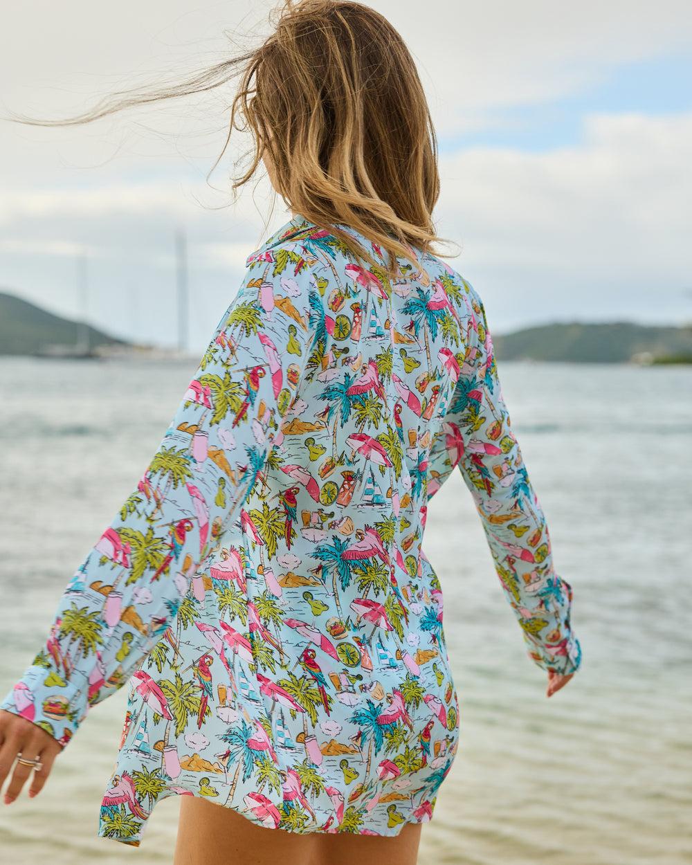 Margaritaville by Kenny Flowers - Welcome to Margaritaville – Ocean Blue – Ladies Resort Shorts Product Image