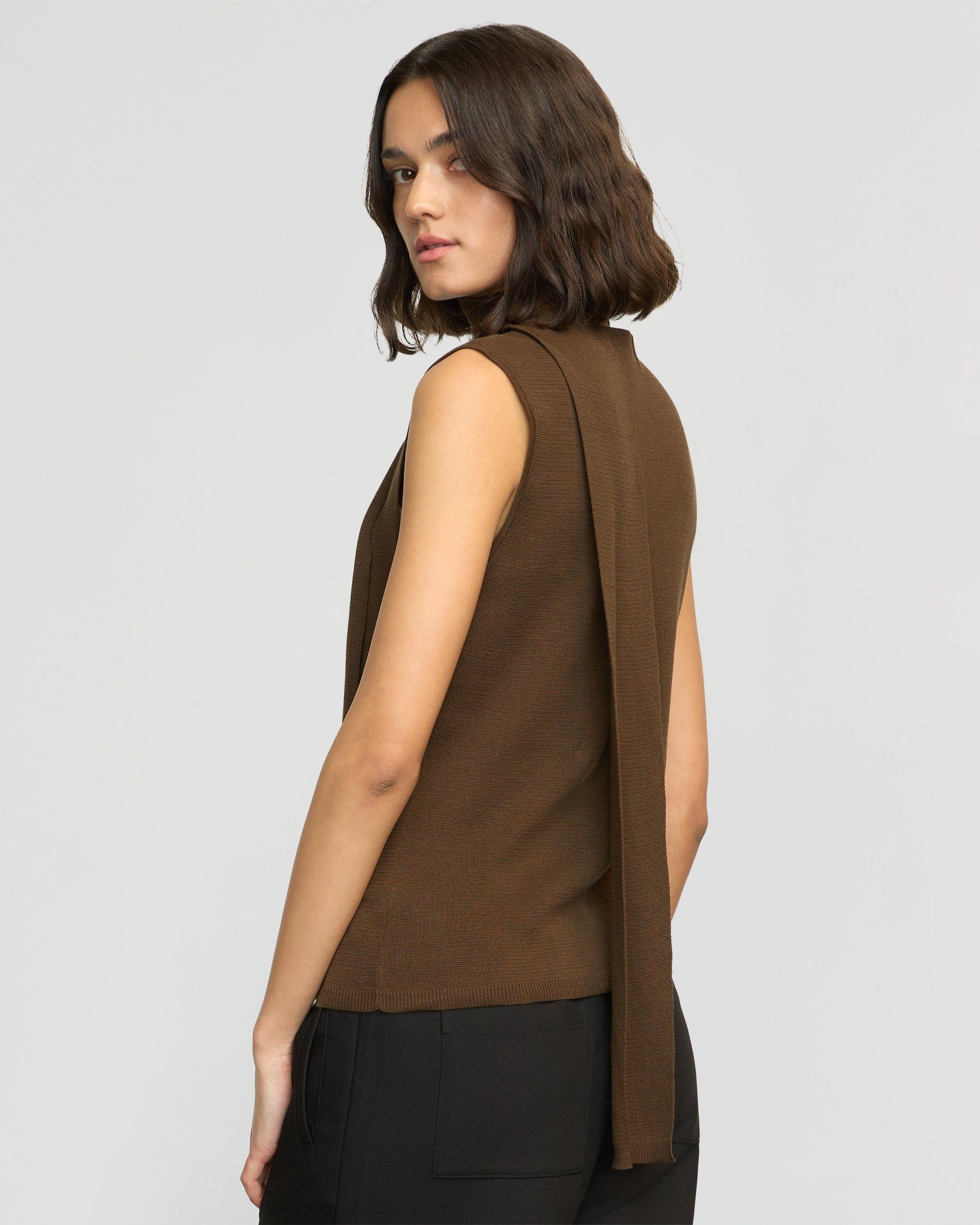 Demi Scarf-Neck Cotton-Silk Knit Top Product Image