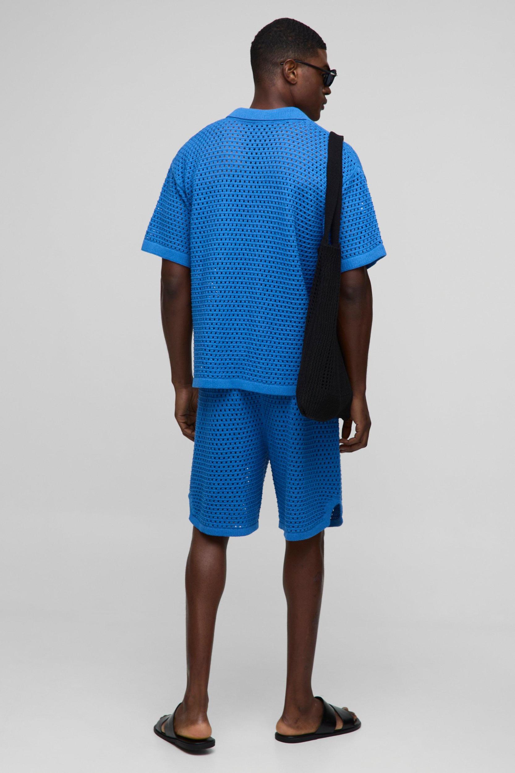 Regular Fit Open Stitch Knitted Shirt | boohooMAN USA Product Image