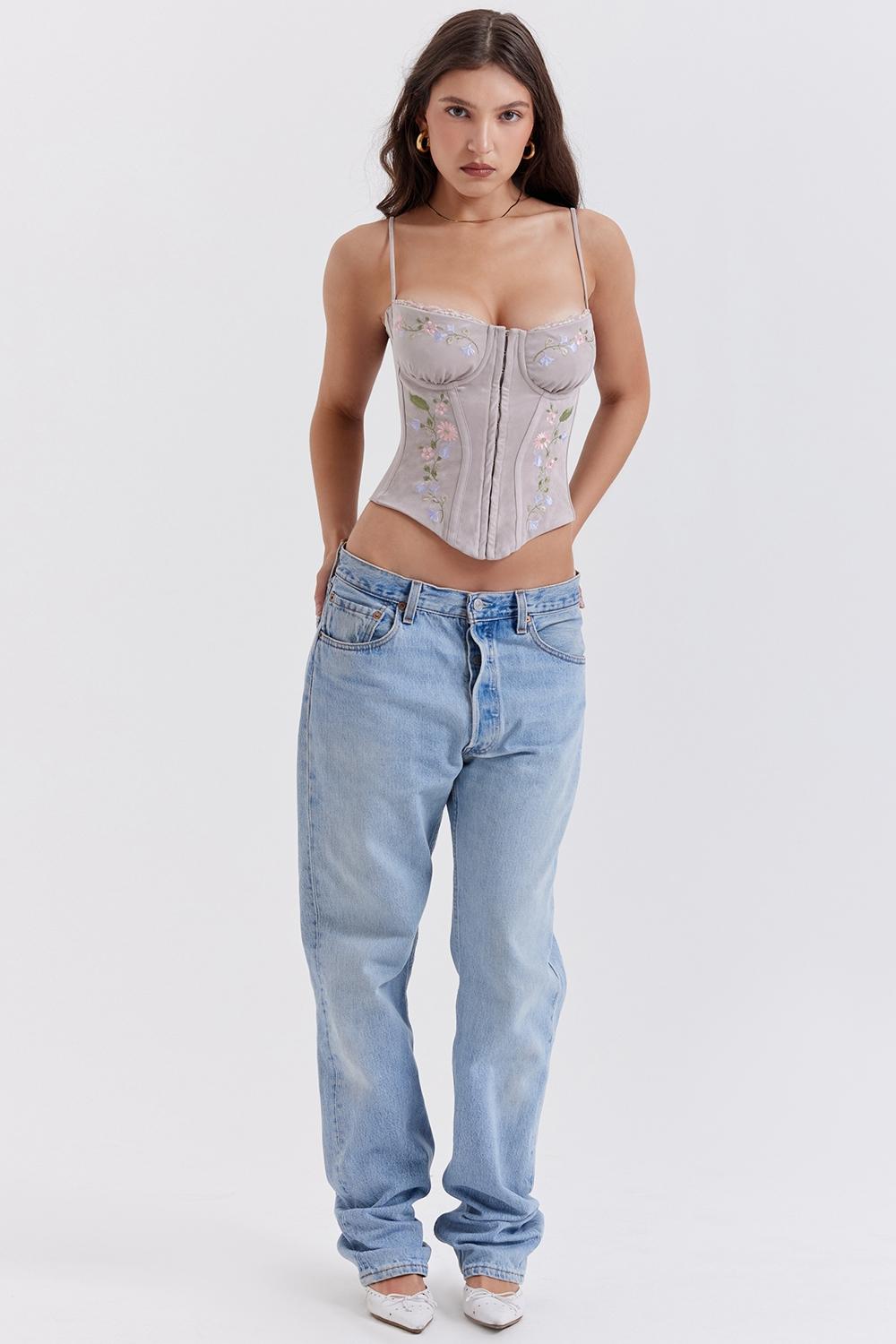 Petunia  light lavender embroidered corset - sale Product Image