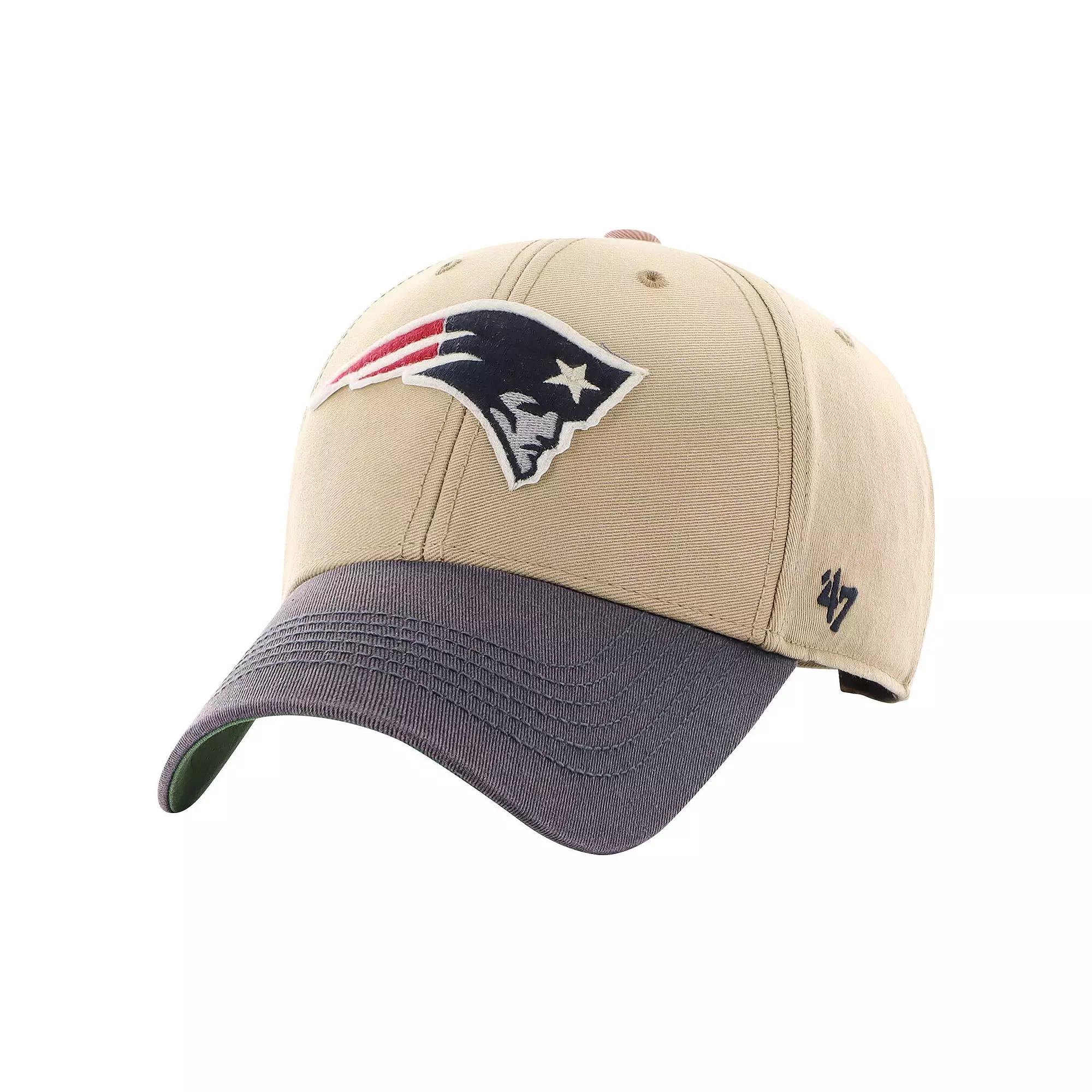 Men's '47 Khaki/Navy New England Patriots Dusted Sedgwick MVP Adjustable Hat, Beig K Product Image