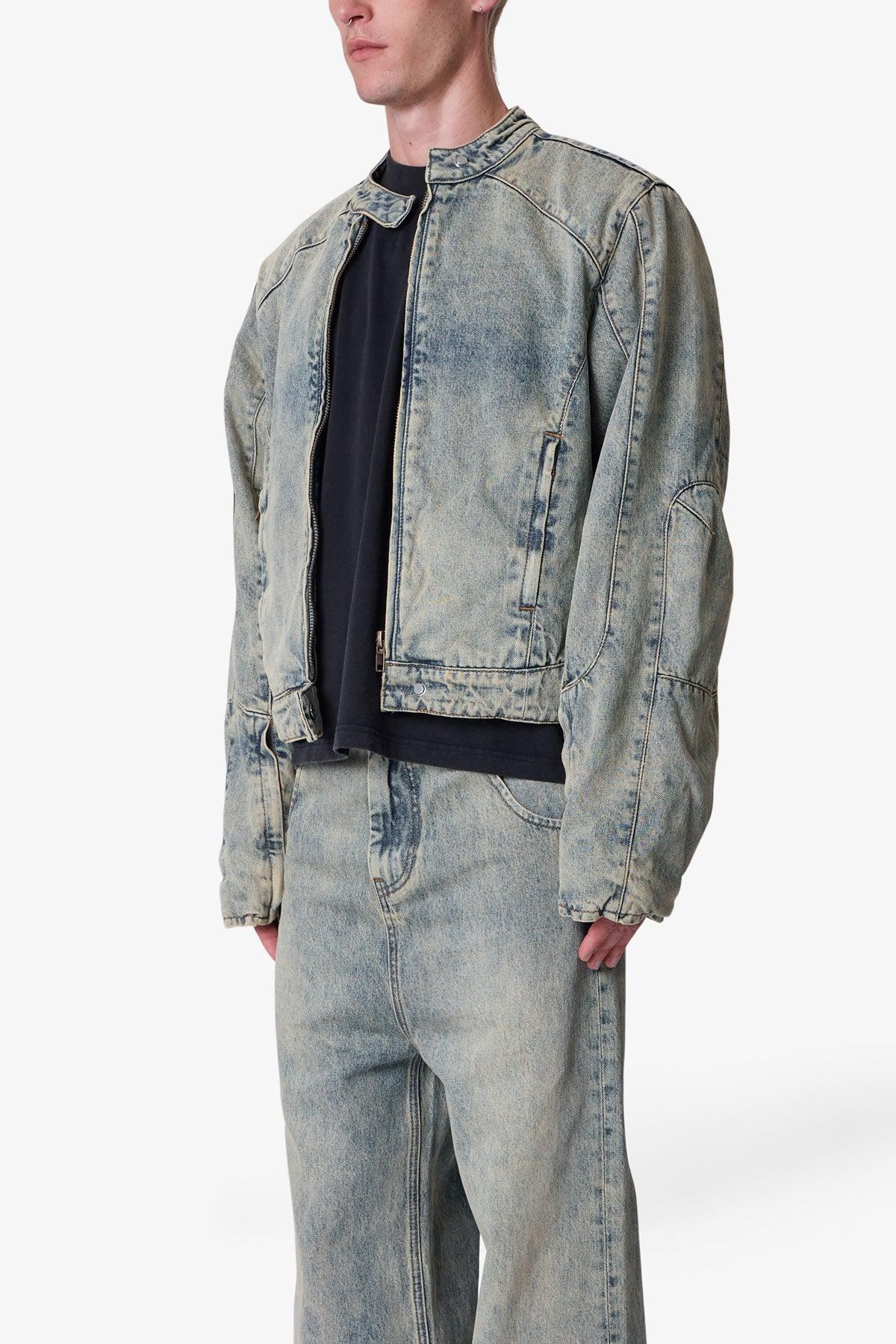 Moto Denim Jacket - Vintage Blue Product Image