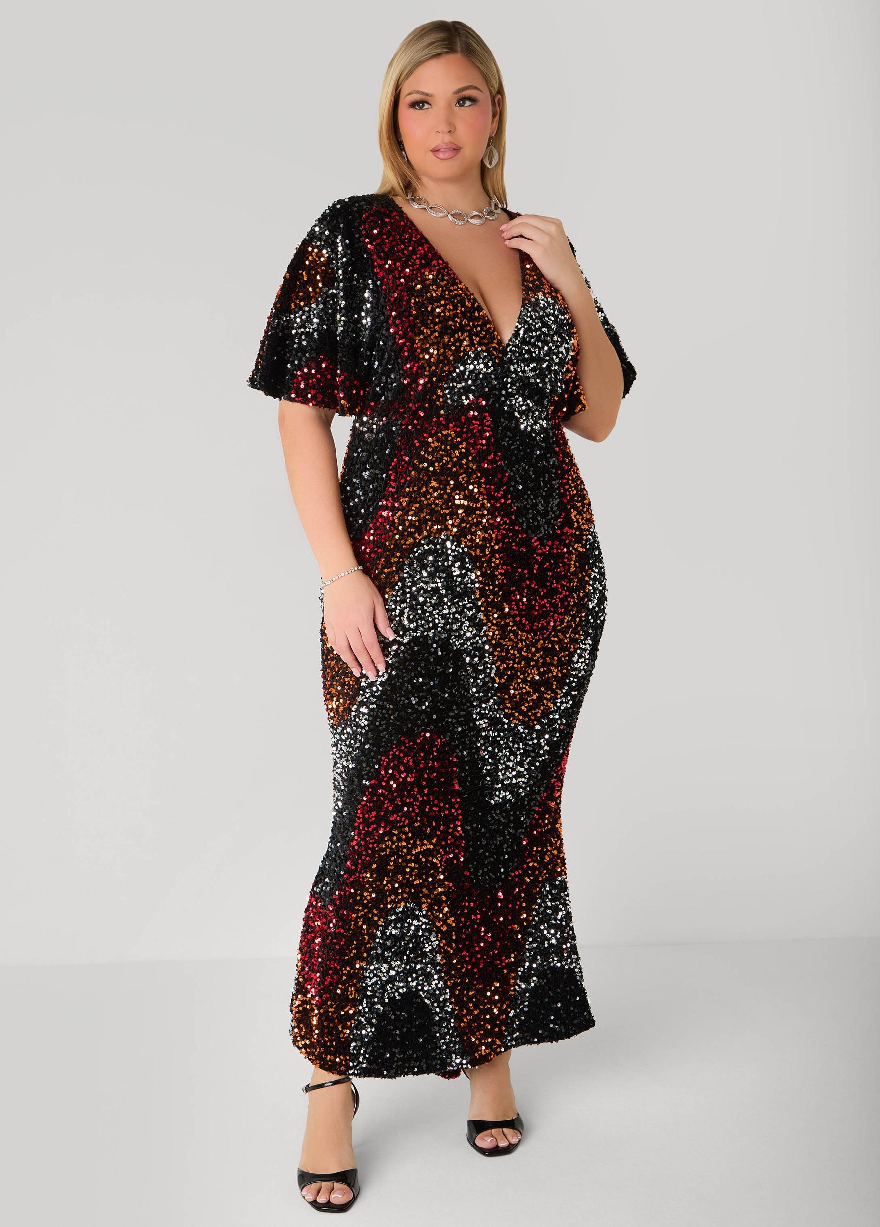 Flounced Sequined Velvet Gown Product Image