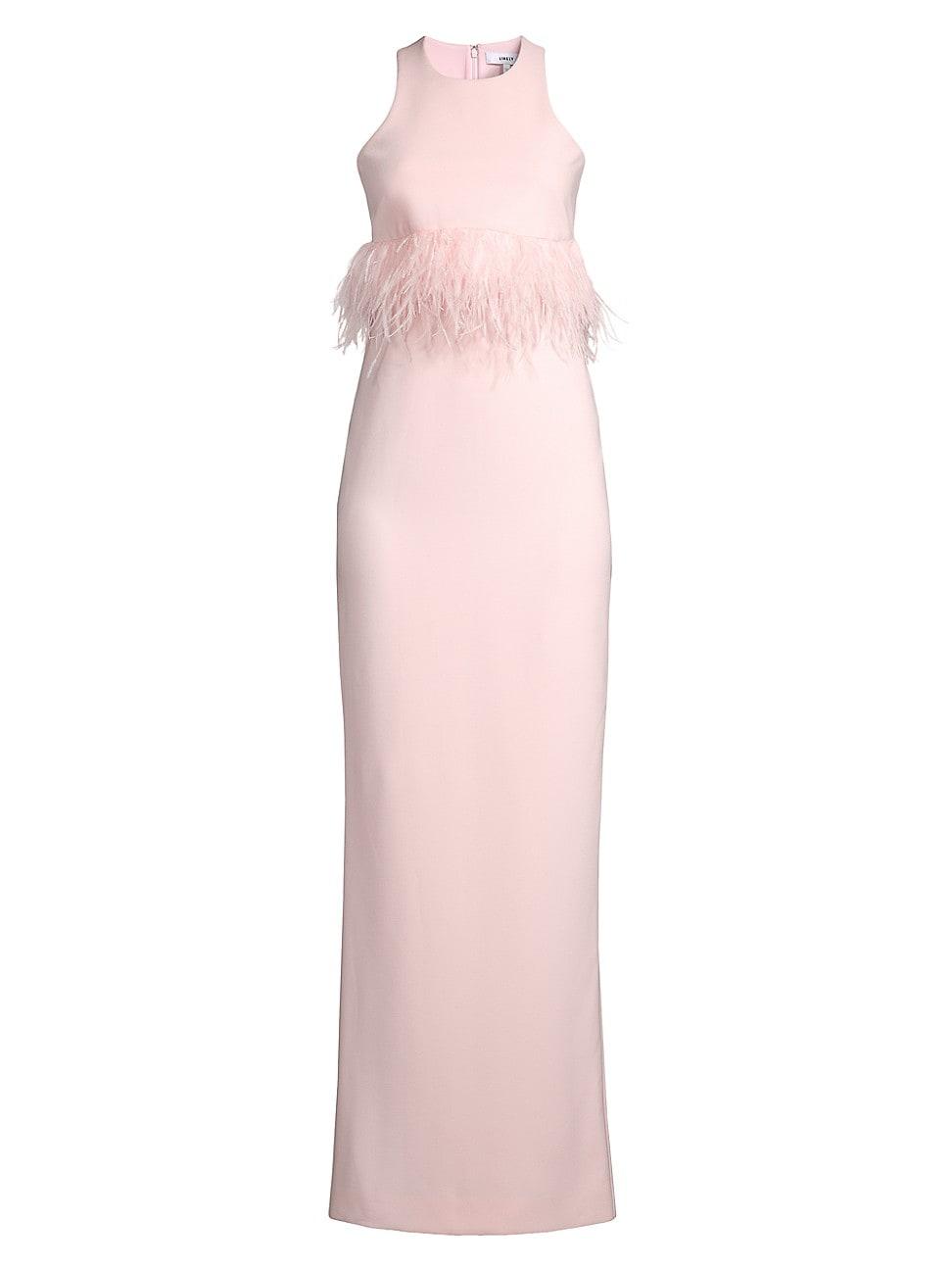 Womens Kellen Faux-Feather Sleeveless Gown Product Image