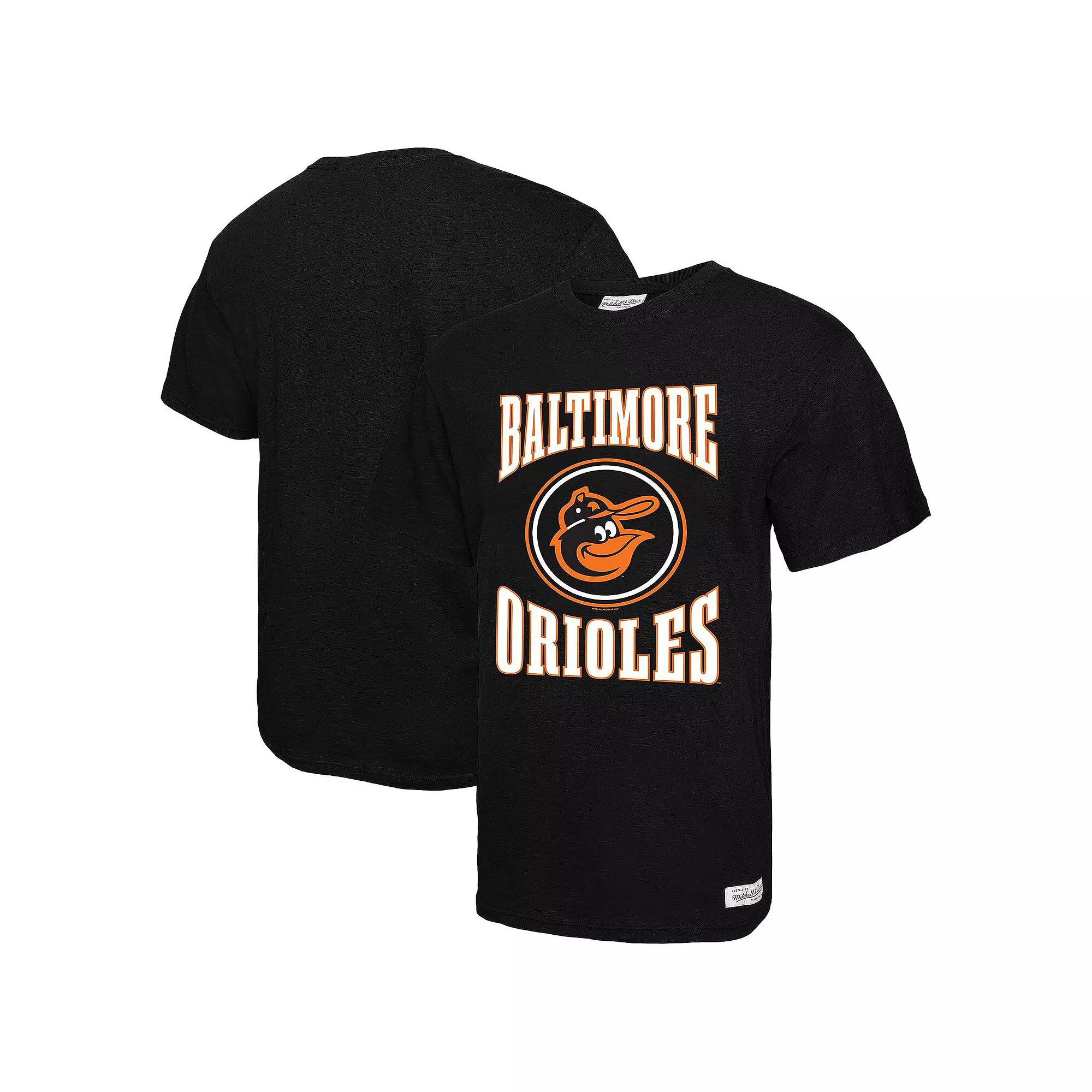 Men's Mitchell & Ness Black Baltimore Orioles Arched Logo Slub T-Shirt,  Product Image