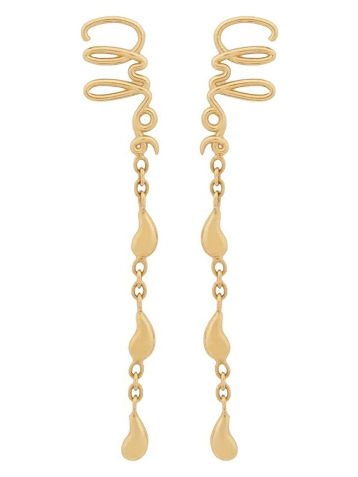 CHLOÉ Iconic Signature Dangling Earrings In Gold Product Image