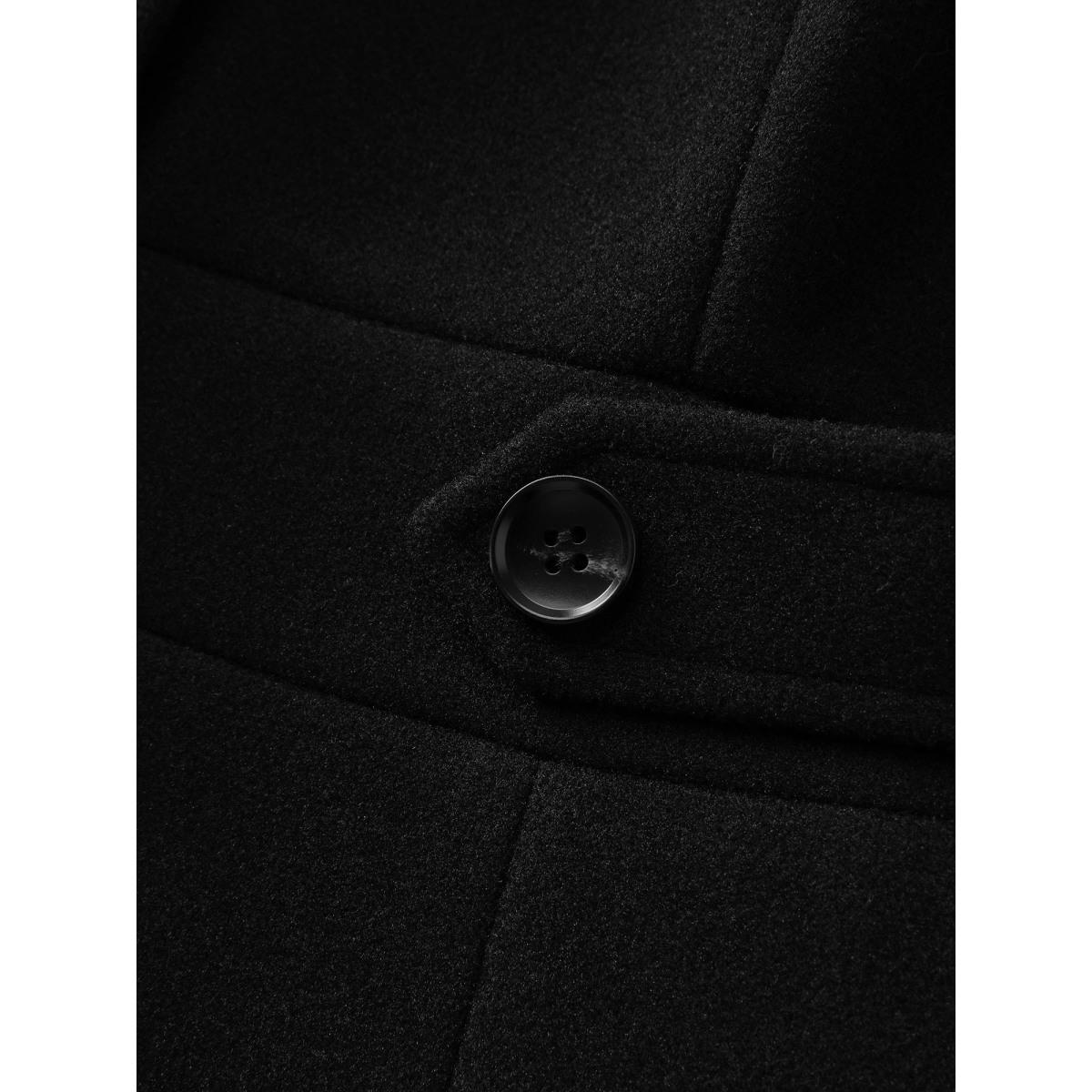 Plus Size Notched Collar Cinched Waist Coat Women Black Bodycon Ladies Elegant Winter Coats BloomChic 22-24/3X Product Image