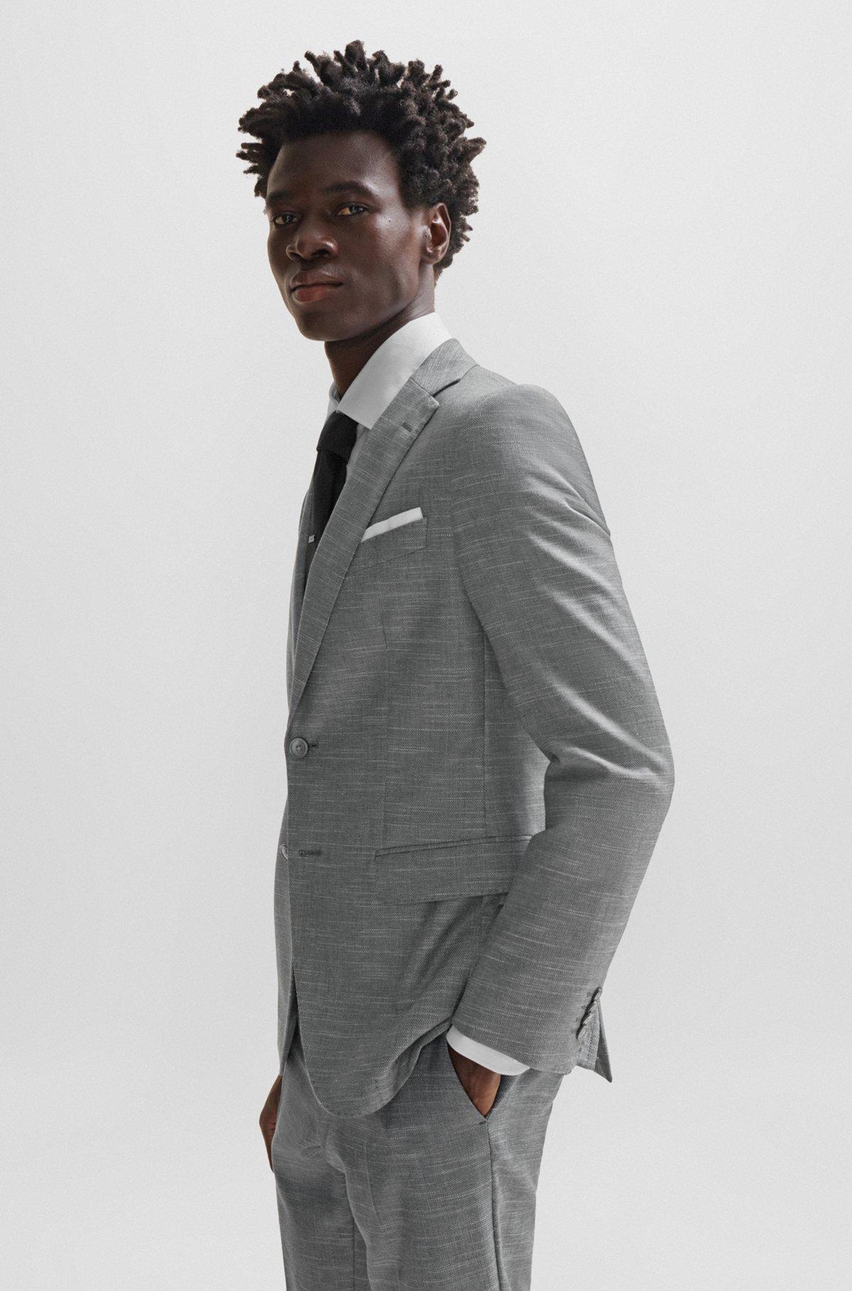 Slim-fit jacket in a patterned wool blend Product Image