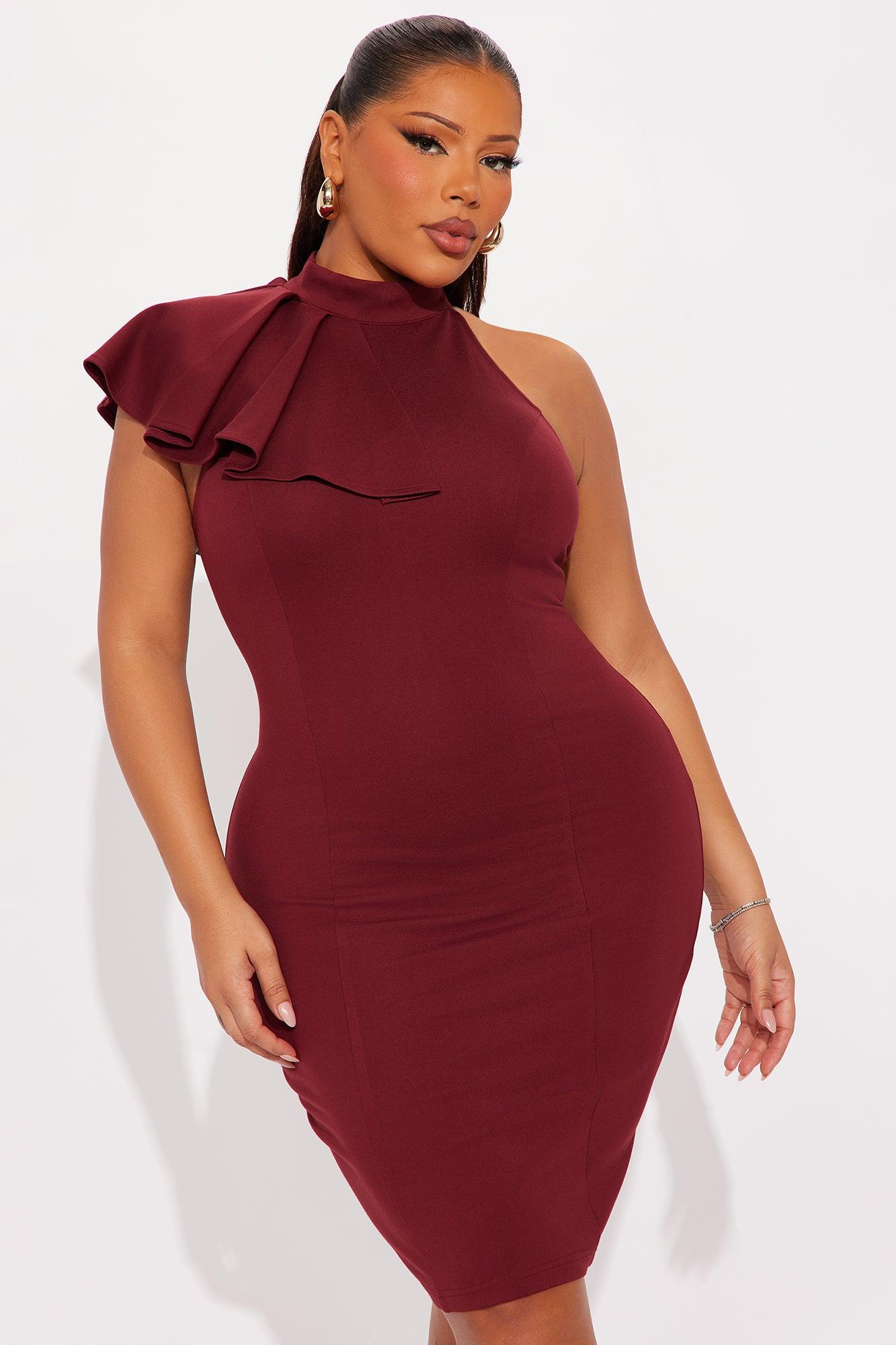 Ruffle Butter Dress - Burgundy Female Product Image