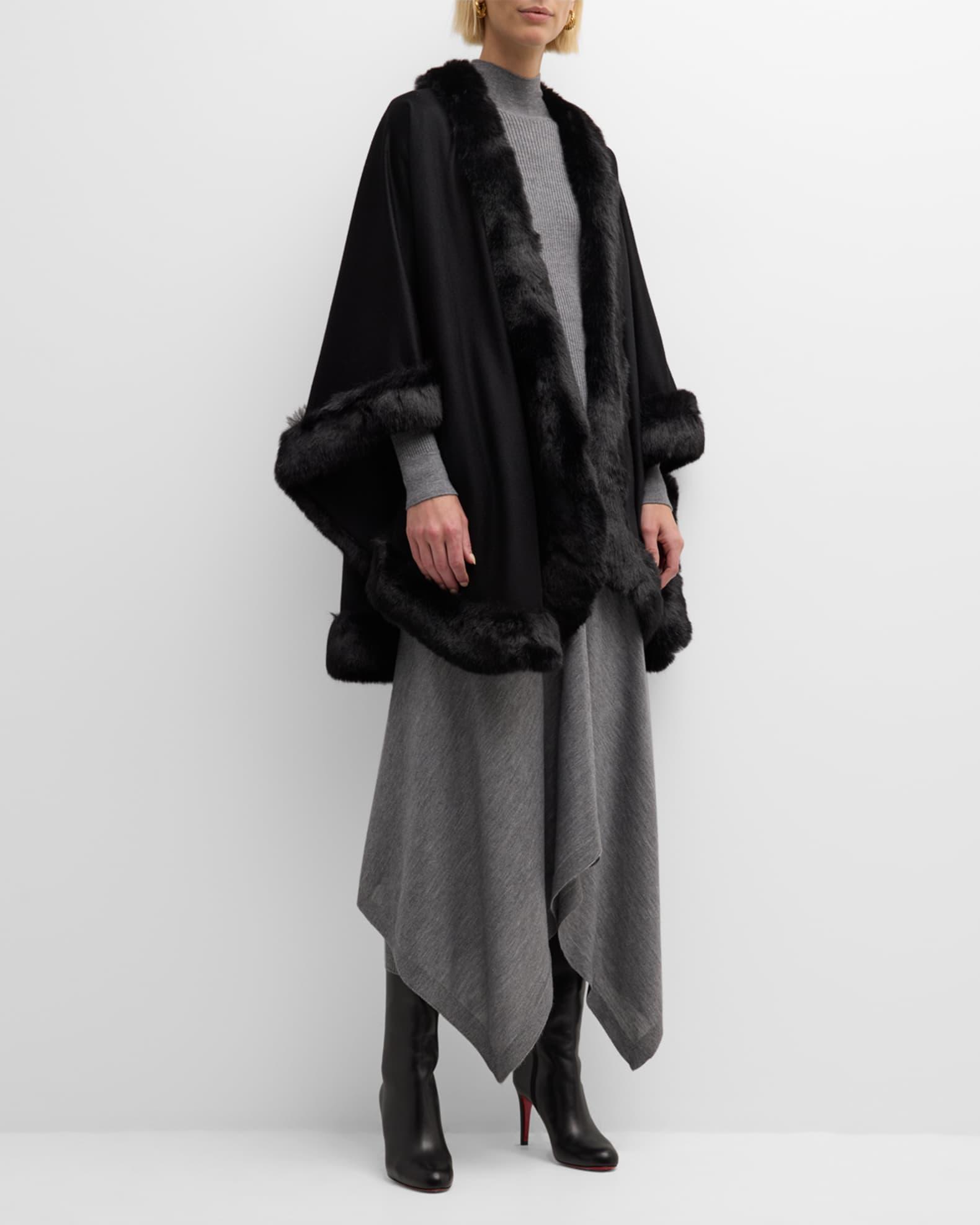 Womens Faux Fur & Cashmere U-Cape Product Image