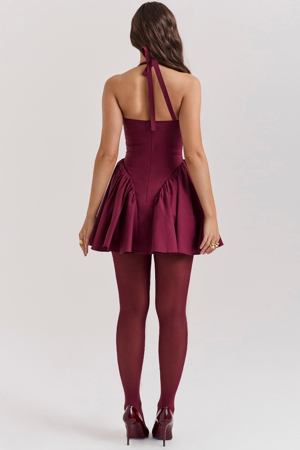 Valentia  wine halter mini dress Product Image