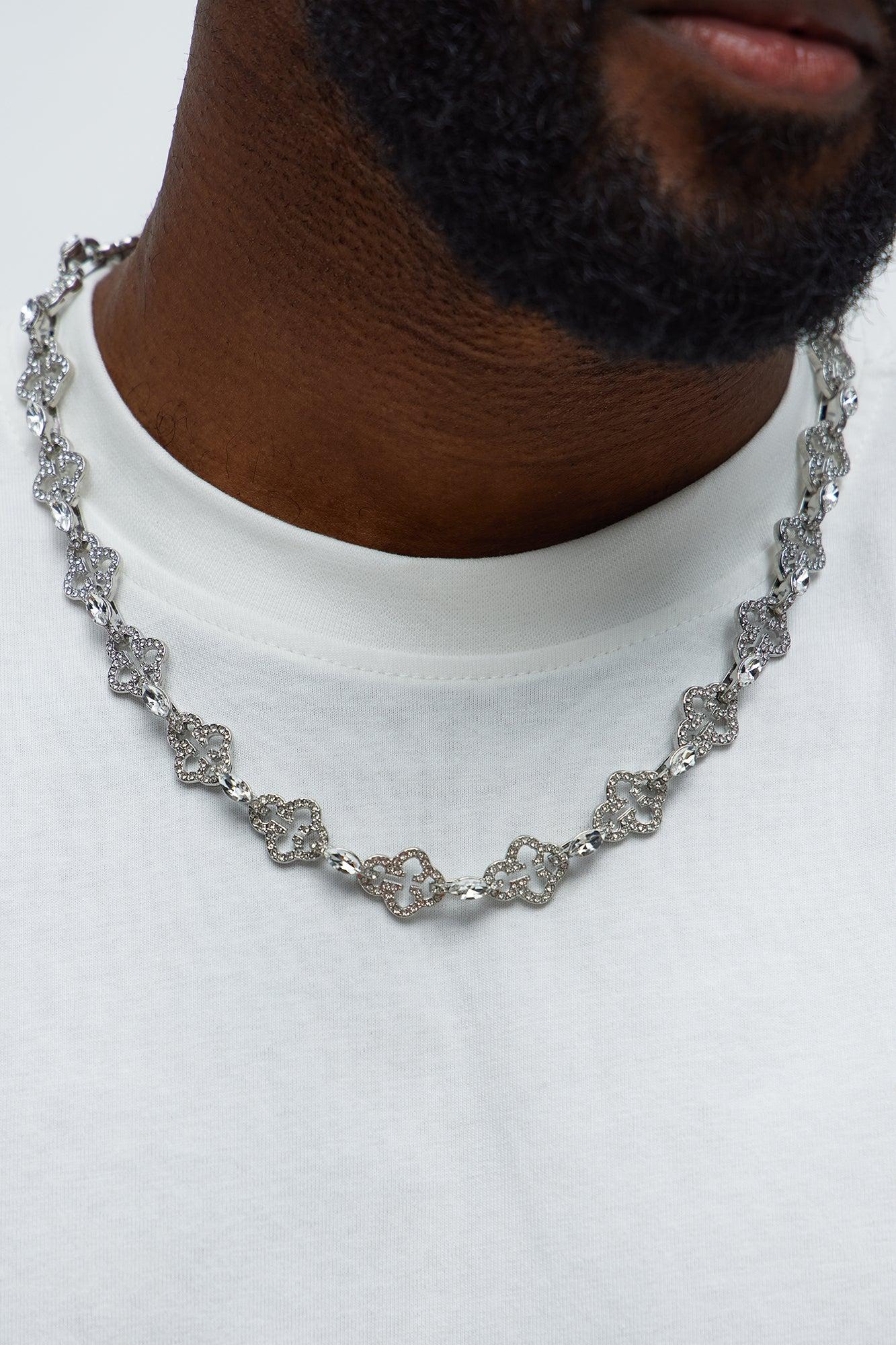 Kings Iced Out Cross Necklace - Silver Male Product Image