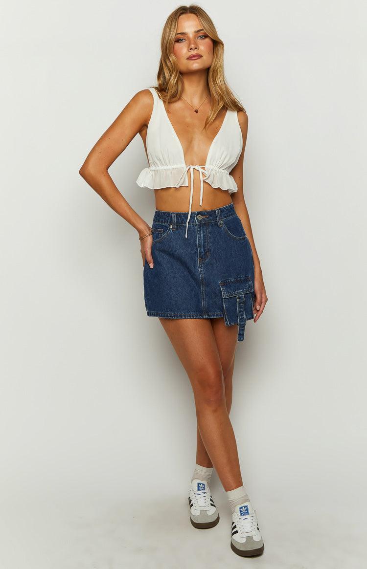 Brightside Dark Wash Denim Mini Skirt Baby Product Image