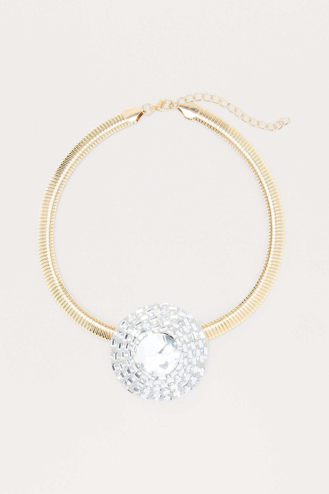 Change Is Good Rhinestone Choker Necklace - Silver Female Product Image