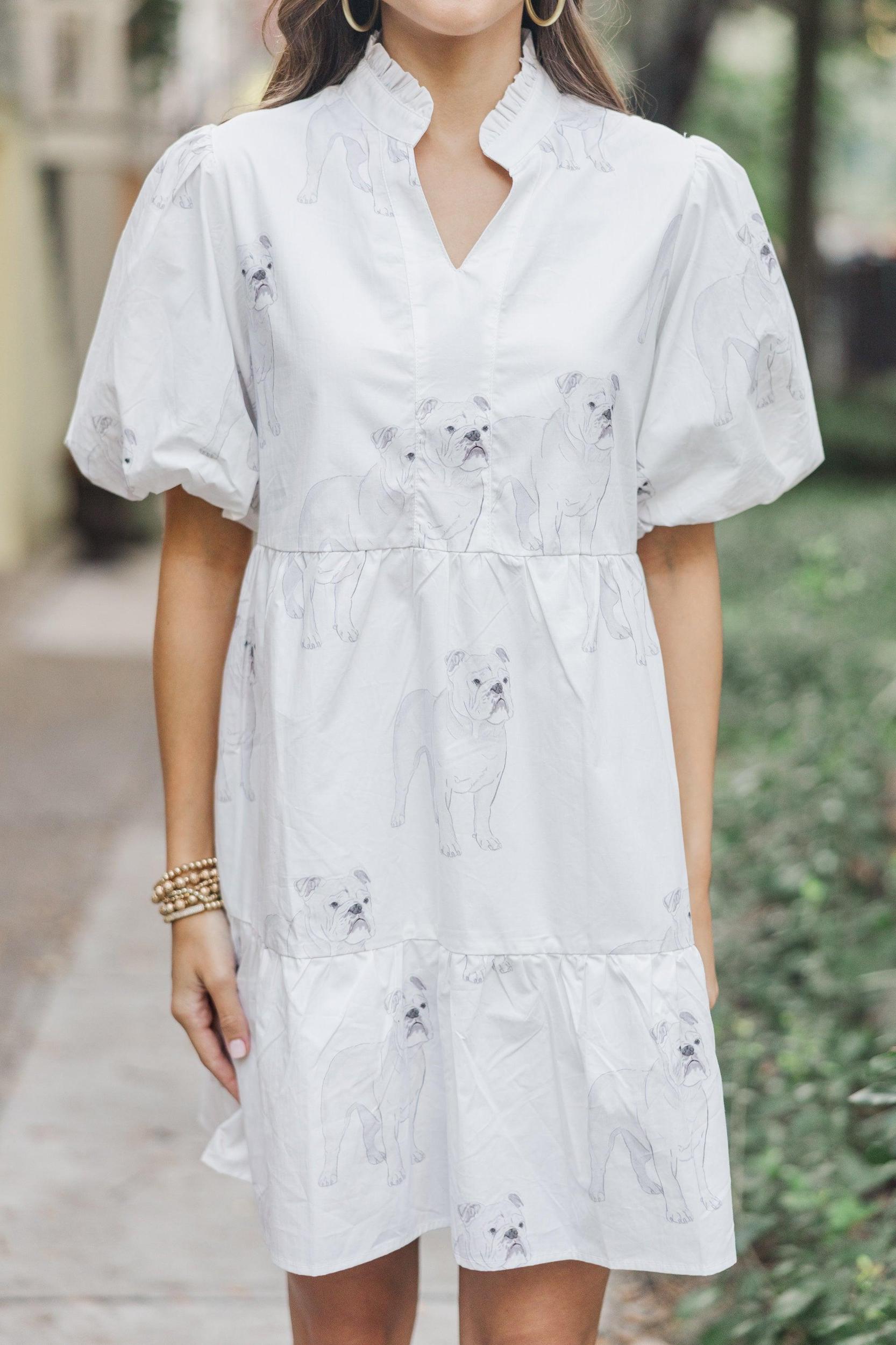 Somewhere Out There Cream Bulldog Babydoll Dress Female Product Image