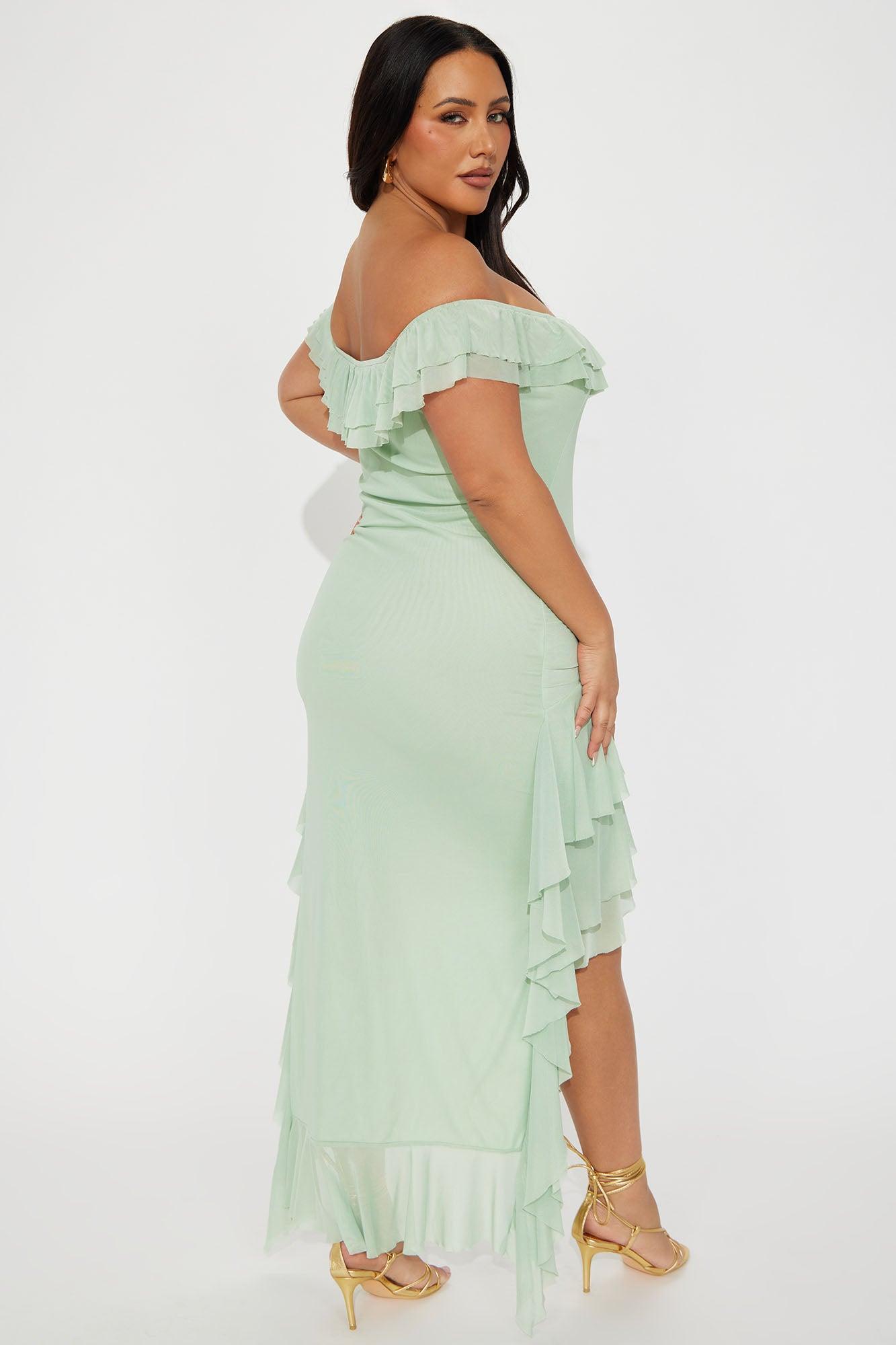 Mila Ruffle Maxi Dress - Sage Product Image