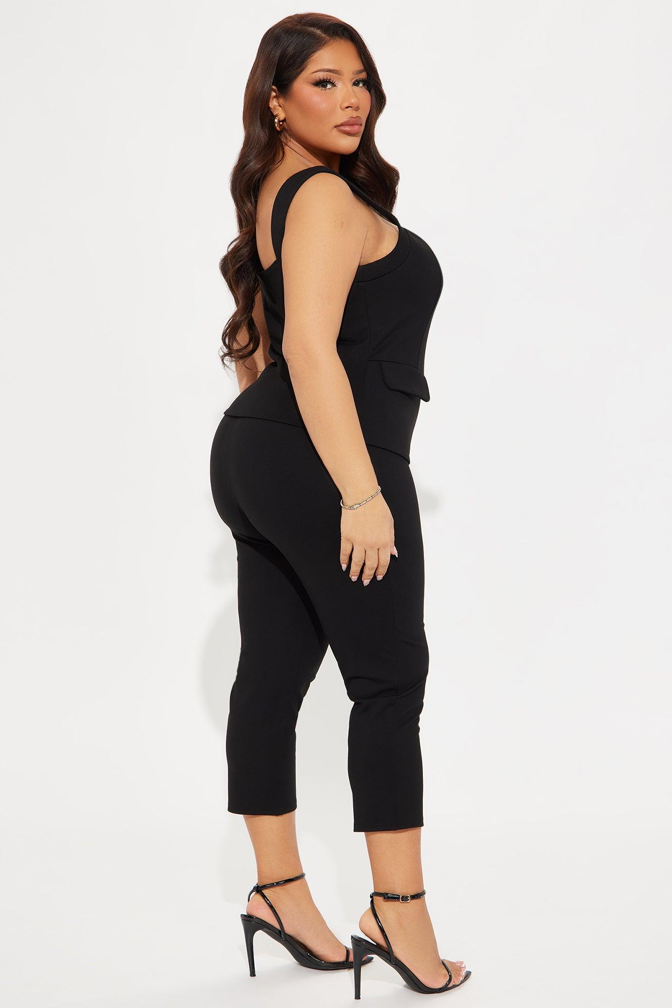 The Mia Double Lined Capri Set - Black Product Image