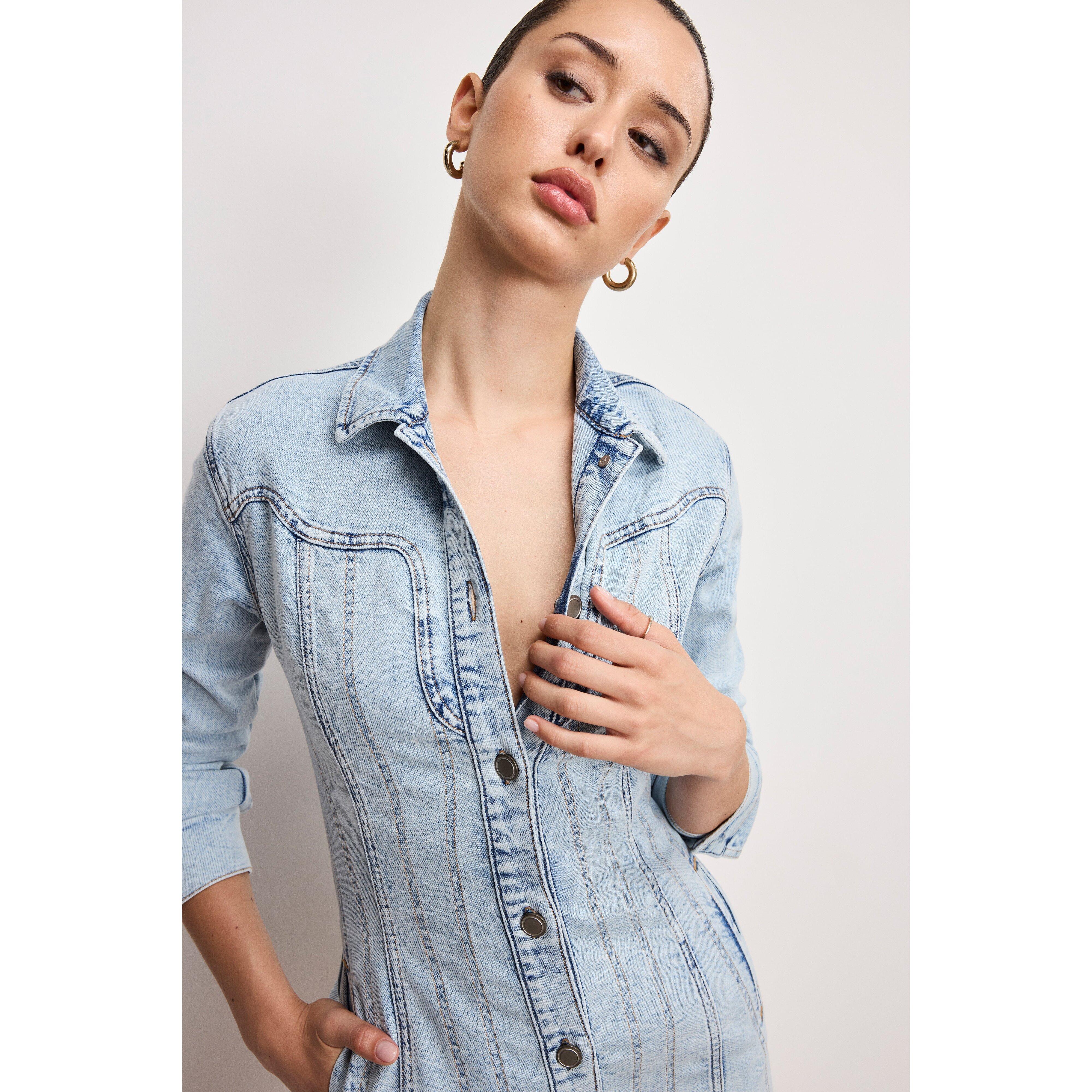 Womens Dolly Denim Corset Dress | | Good American by Khlo Kardashian Product Image