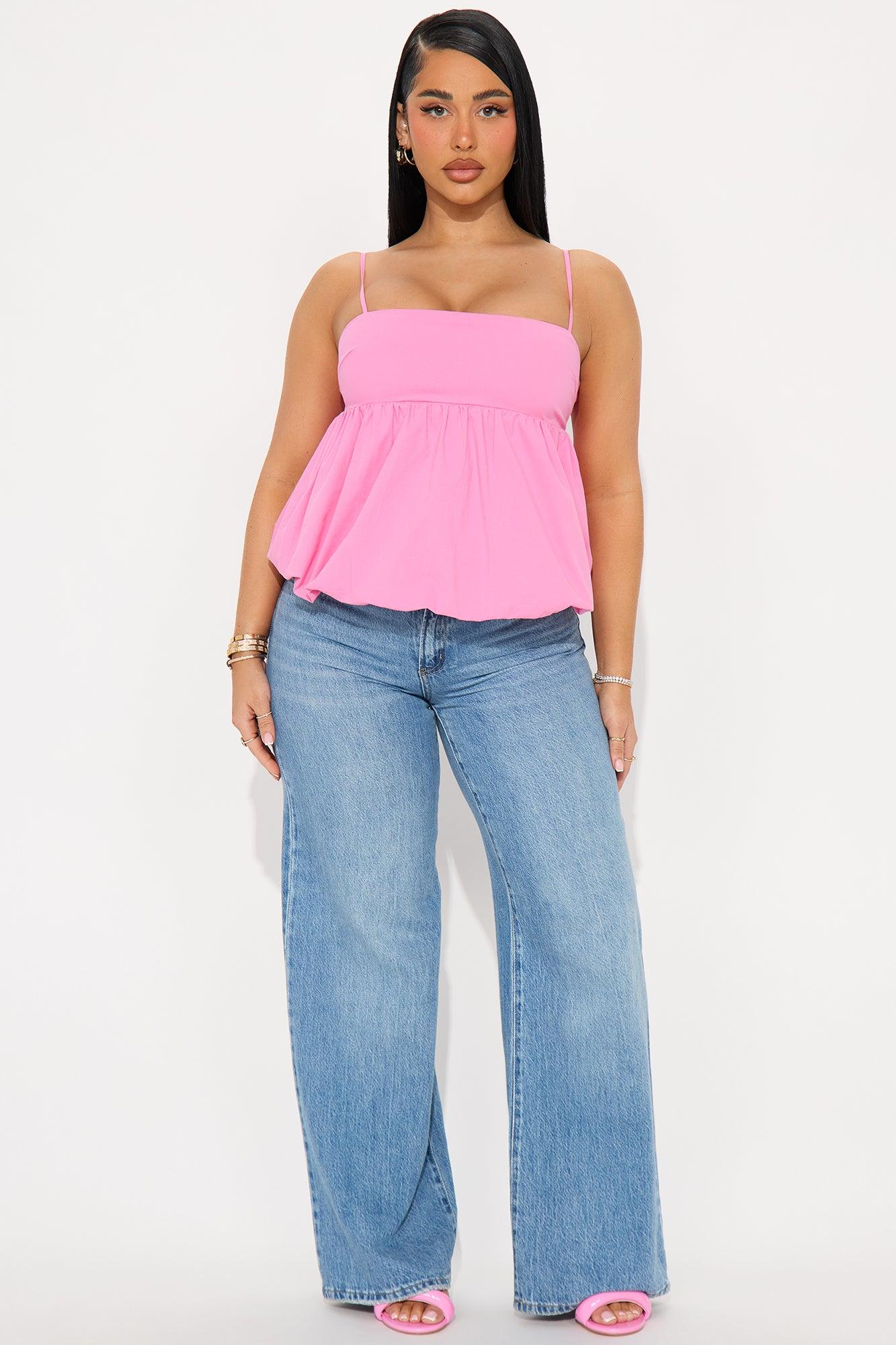 Shenay Bubble Hem Top - Pink Product Image