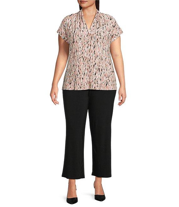 Kasper Plus Size Printed V-Neck Cap Sleeve Top Product Image
