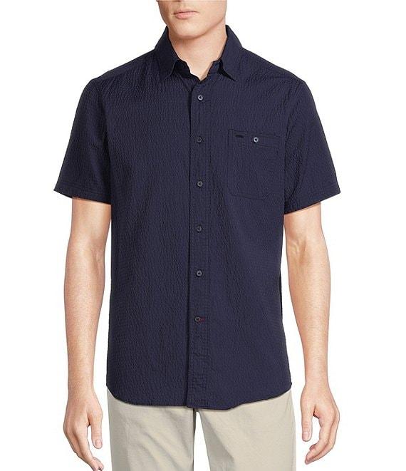 Cremieux Blue Label Big & Tall Performance Stretch Solid Seersucker Short Sleeve Woven Shirt Product Image