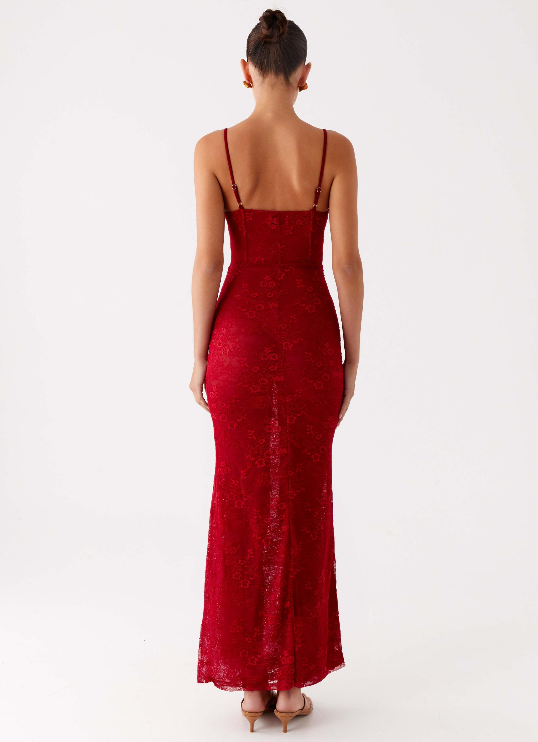 Rosa Corset Maxi Dress - Red Product Image