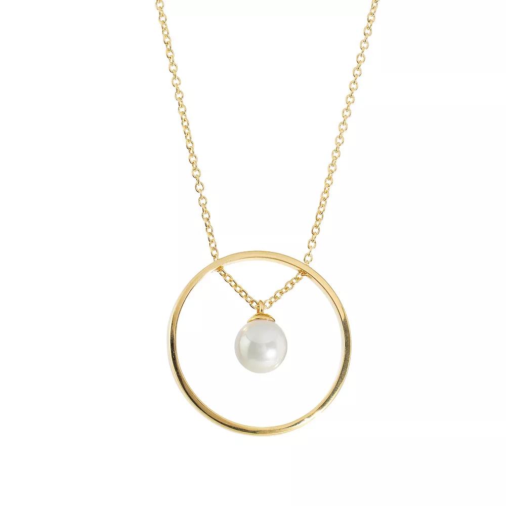 Athra NJ Inc 14k Gold Over Sterling Silver Open Circle Freshwater Cultured Pearl Necklace, Women's, Size: 16-18" ADJ, Gold Tone Product Image