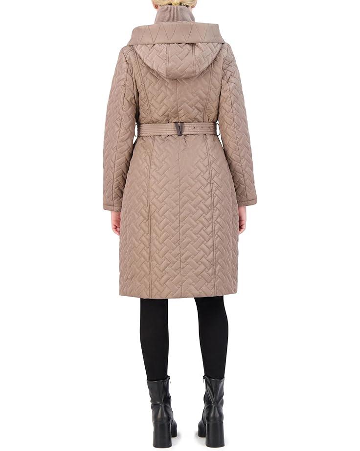 Women's Cole Haan Hooded Long Belted Coat Product Image