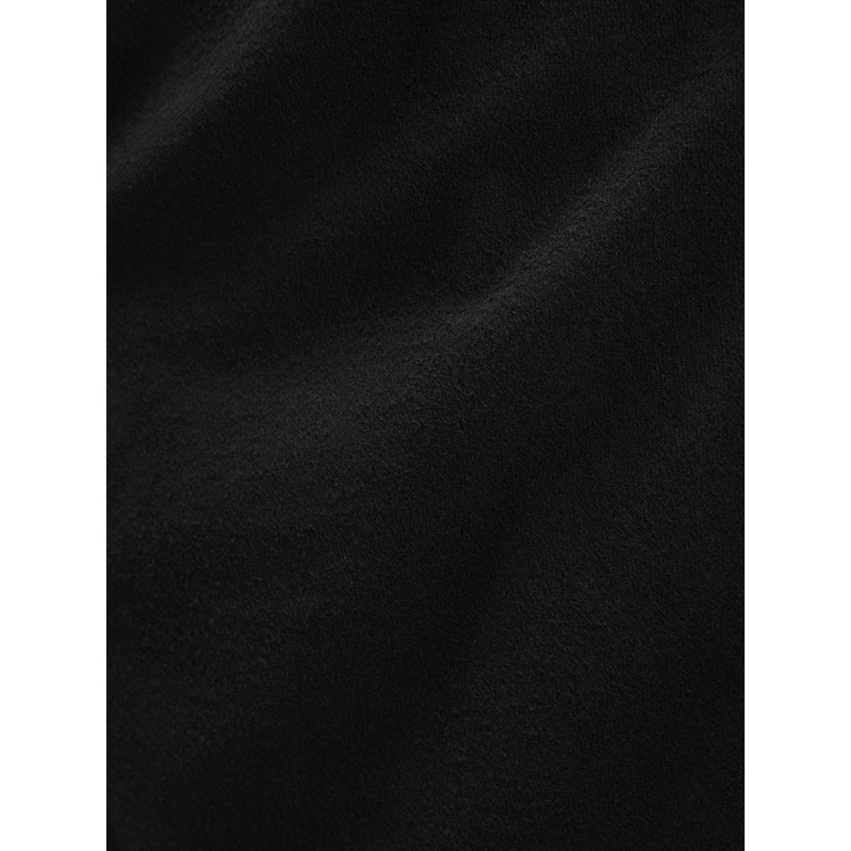 Plus Size Solid Open Front Belted Asymmetrical Hem Blazer Black Women Work Plain Belted Sleeve Long Sleeve Suit Collar 22-24/3X Pocket Belt Casual Blazers BloomChic Product Image