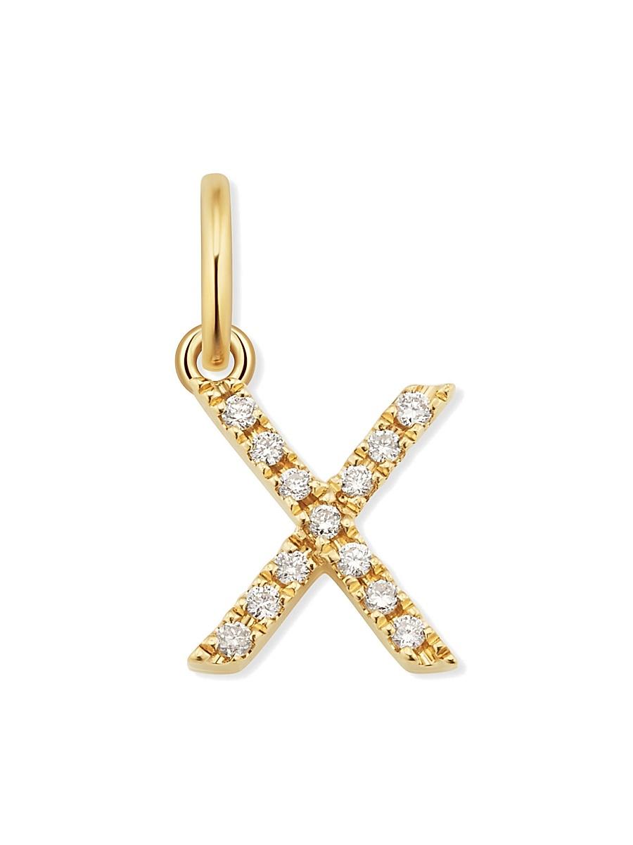 Womens 14K Yellow Gold My Letter Diamond Initial Pendant Charm Product Image