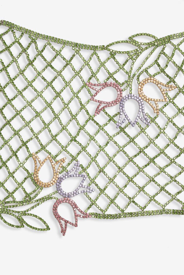 Tulip Grid Rhinestone Skirt — Green Product Image