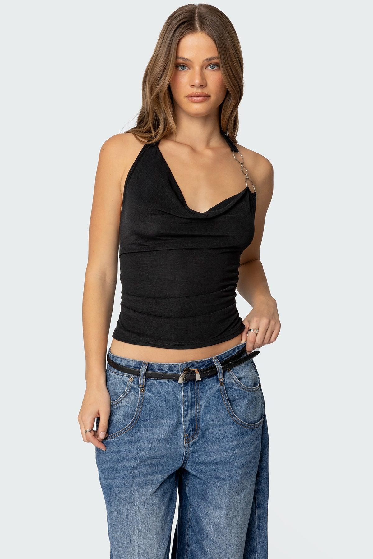 Rhia Cowl Neck Halter Top Product Image