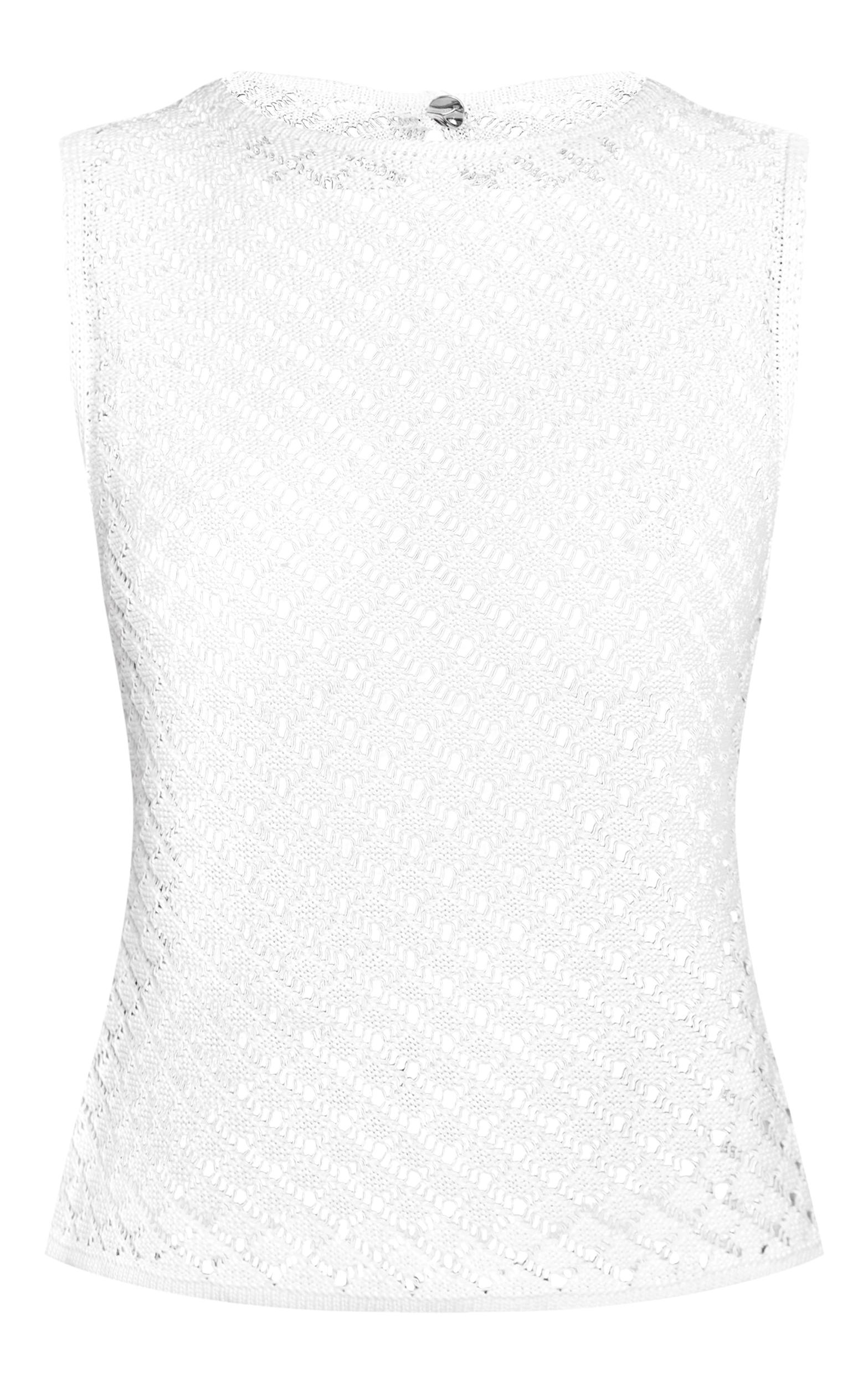 Petite White Knitted Open Back Long Top Product Image
