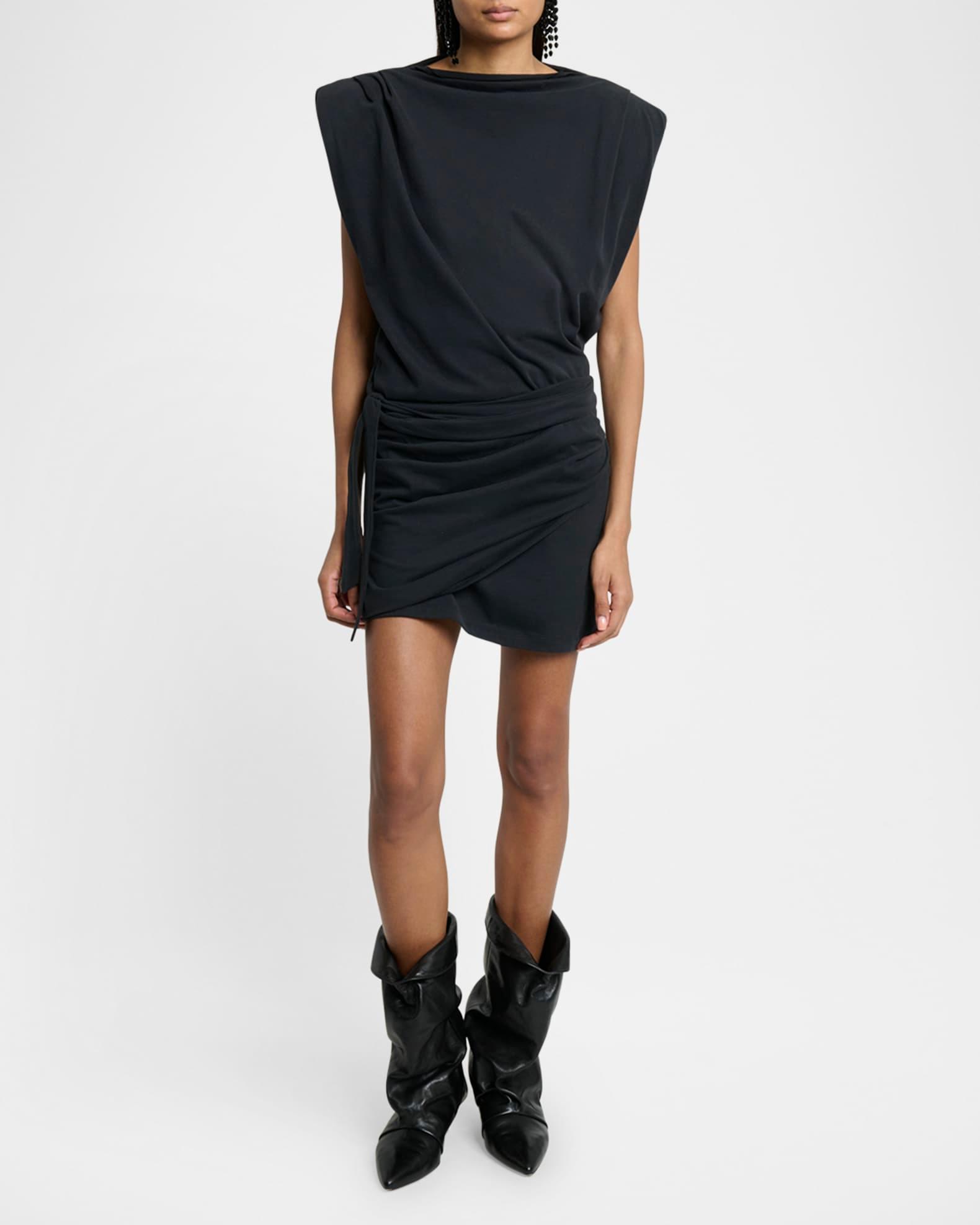 Marielle Strong-Shoulder Wrap Mini Dress Product Image