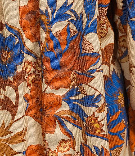 Tru Luxe Jeans Floral Square Neck Long Sleeve Peasant Top Product Image