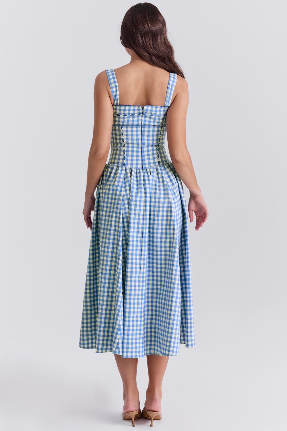 Vivien  regatta blue gingham midi sundress Product Image