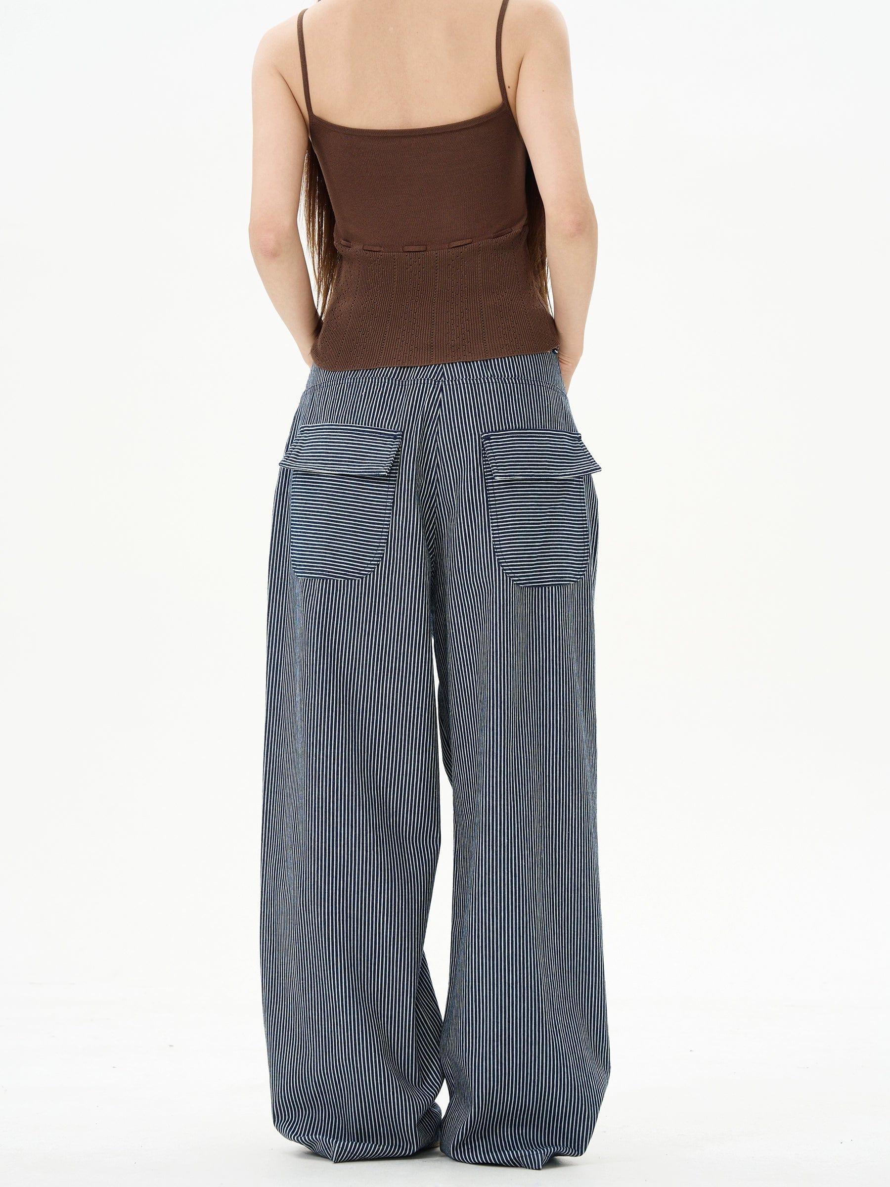 RT No. 12234 STRIPE WIDE STRAIGHT PANTS Product Image